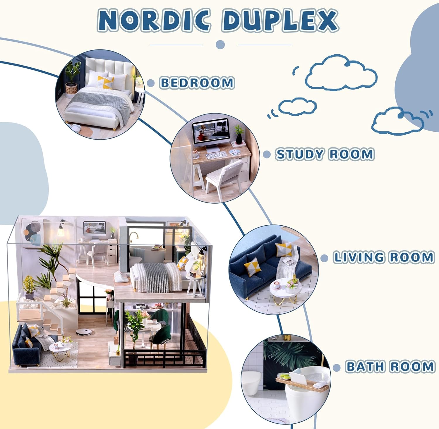 Flever Dollhouse Miniature DIY House Kit Creative Room with Loft Apartment Scene for Romantic Artwork Gift (Tranquil Life)