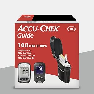 Accu Chek Guide strips come in 25, 50, 100 count packs. Insert strip &amp;amp; apply sample to edge of strip