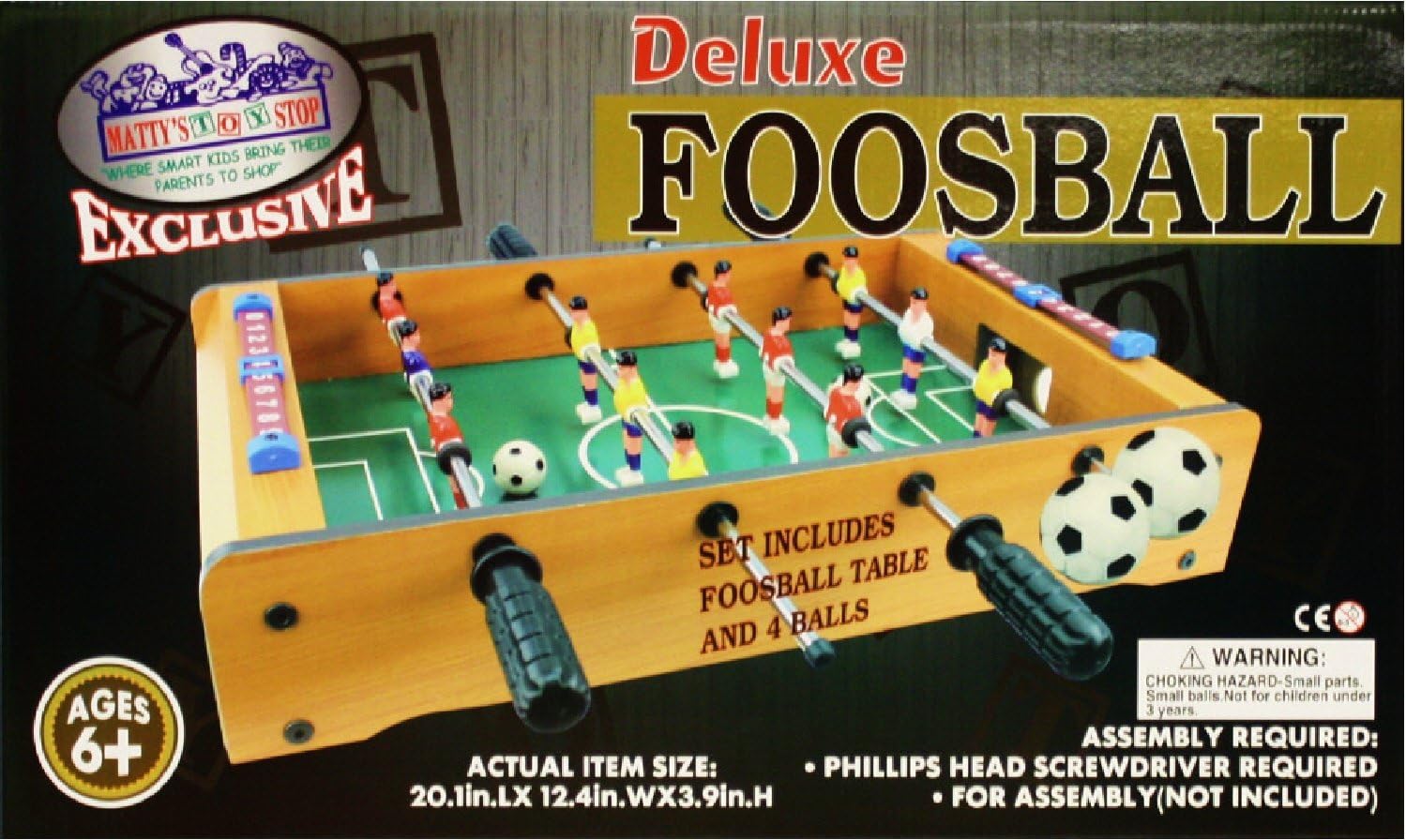 Matty's Toy Stop Deluxe Wooden Mini Table Top Foosball Game with 4 Soccer Balls