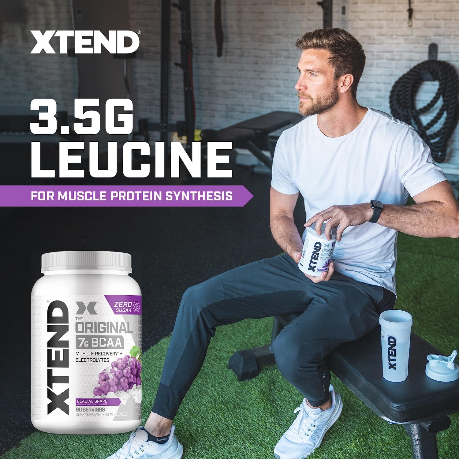Xtend Original BCAA Powder, 7g BCAAs and 2.5g L-Glutamine for Muscle Recovery Hydration and Lean Muscle, Sugar Free Intra and Post Workout Drink with Electrolytes, Watermelon Explosion, 30 Servings