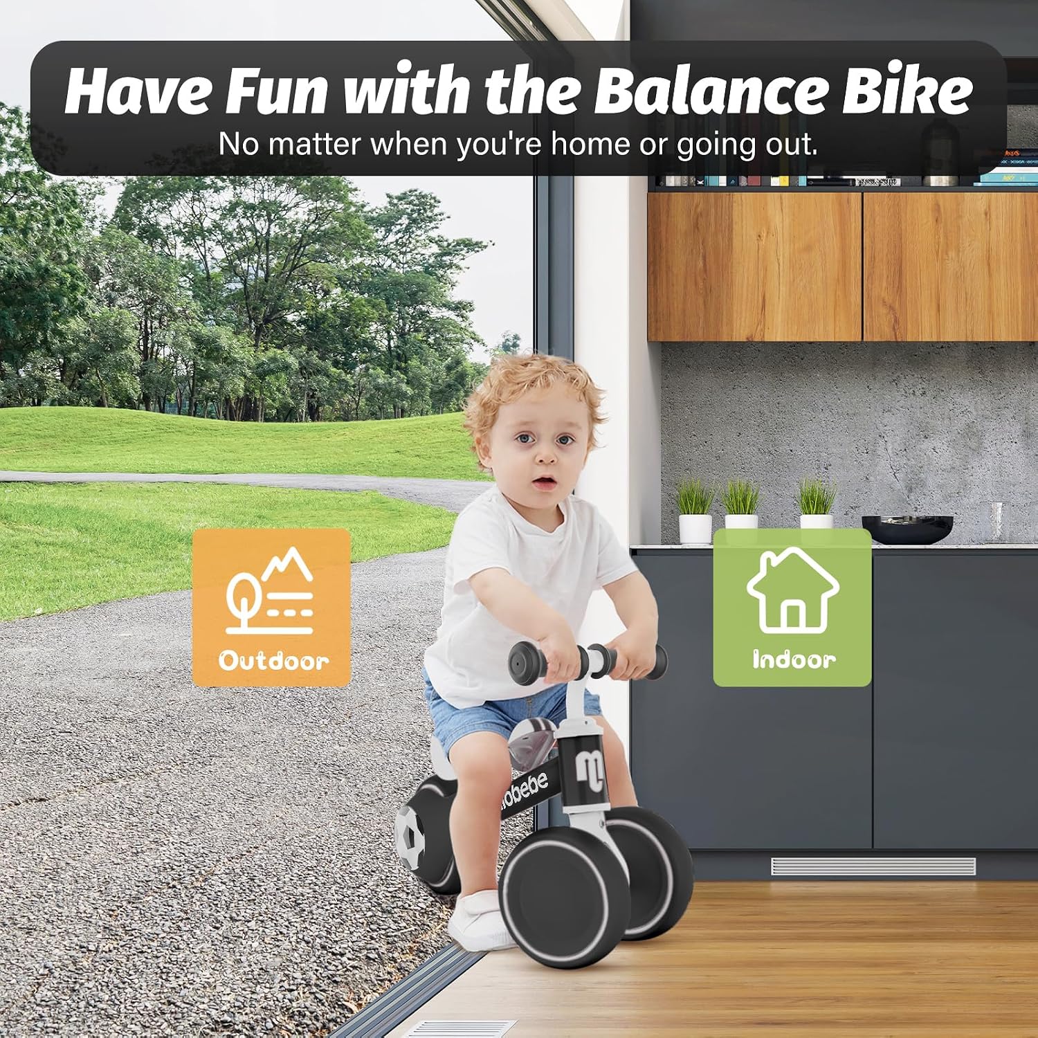 Baby Balance Bike, Cute Toddler Bikes 12-36 Months Gifts for 1 Year Old Girl Bike to Train Baby from Standing to Running with Adjustable Seat Silent & Soft 3 Wheels