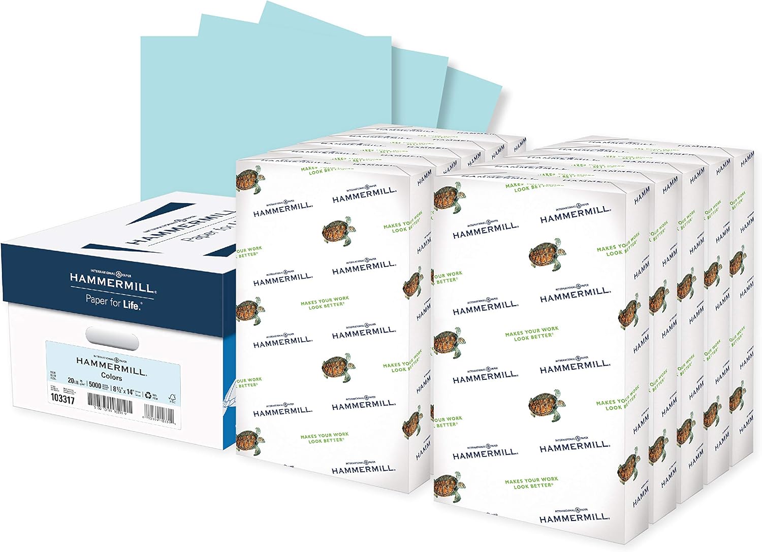 Hammermill Colored Paper, 20 lb Blue Printer Paper, 8.5 x 11 - Made in the USA, Pastel Paper, 103309R - 1 Ream (500 Sheets)