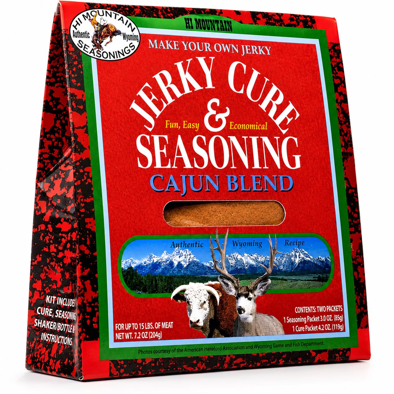 Hi Mountain CAJUN BLEND Jerky Seasoning and Cure Kit | Beef & Venison | Bold Cajun flavor, medium spicy heat, jerky seasoning for beef, deer, elk