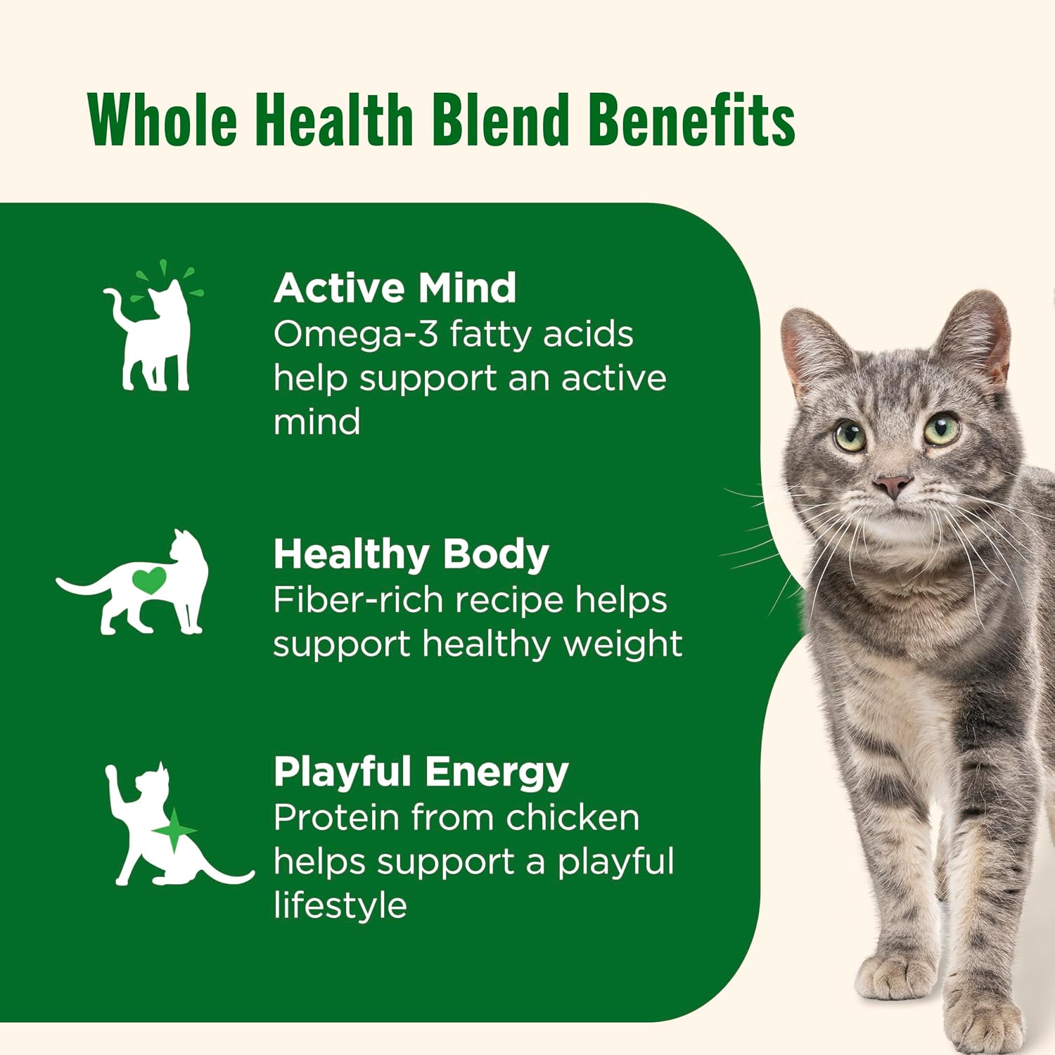 Nutrish Dry Cat Food, Chicken & Brown Rice Recipe, 3 lb. Bag (Rachael Ray) | Suitable For All Life Stages, Veterinarian Reviewed Formula, Natural Food with Added Vitamins, Minerals & Nutrients