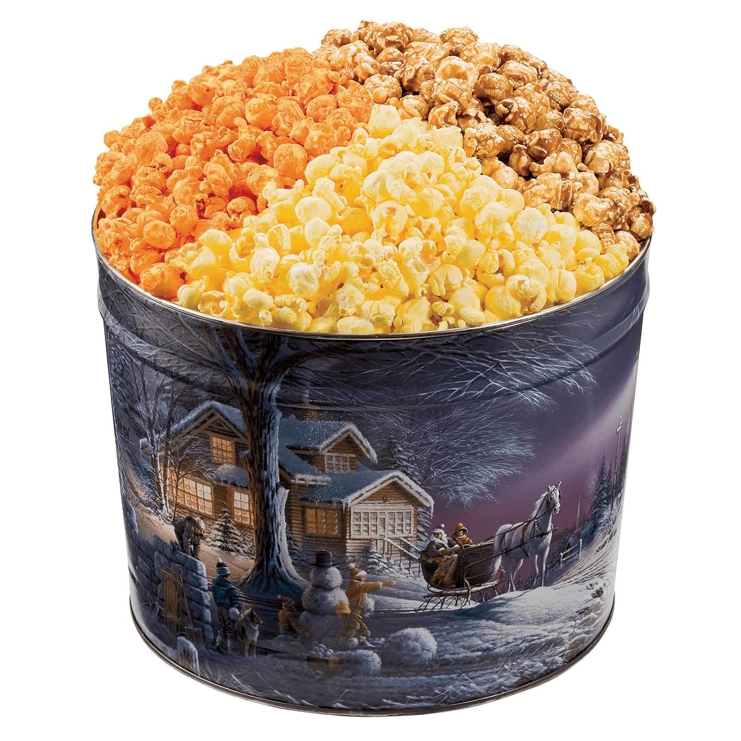 The Wisconsin Cheeseman Popcorn Gift Set Tin with Cheddar Butter & Caramel | Holiday Food Gift for Christmas or Birthdays