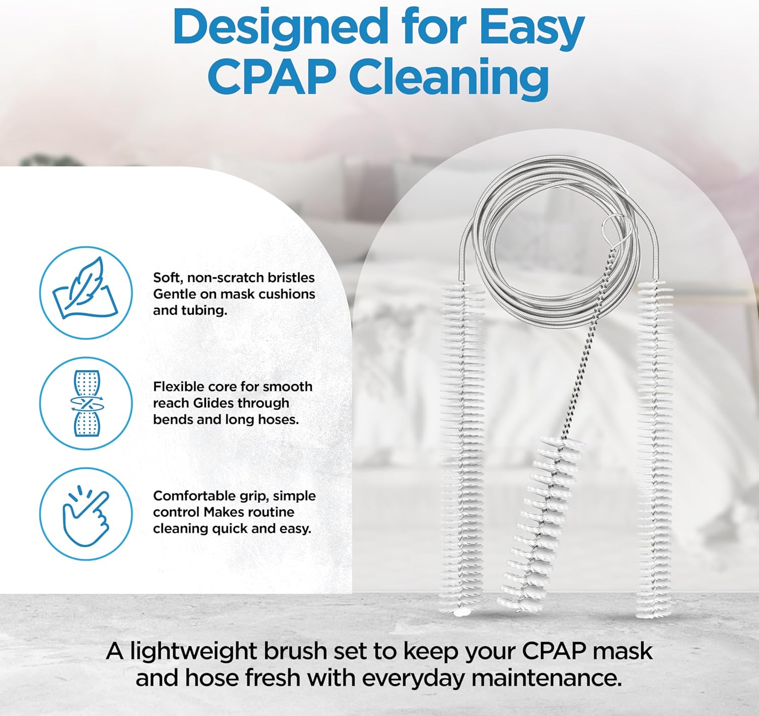 resplabs CPAP Hose Cleaning Brush 8 in 1 CPAP Cleaner for 22mm, 15mm CPAP Tubing, Mask, Cushions, Humidifiers & Water Chambers