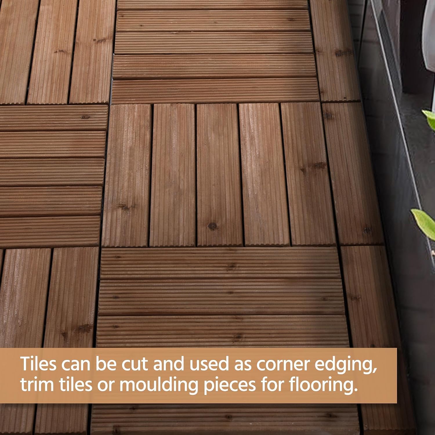 Topeakmart 27PCS Interlocking Deck Tiles 12x12 Patio Flooring, Brown