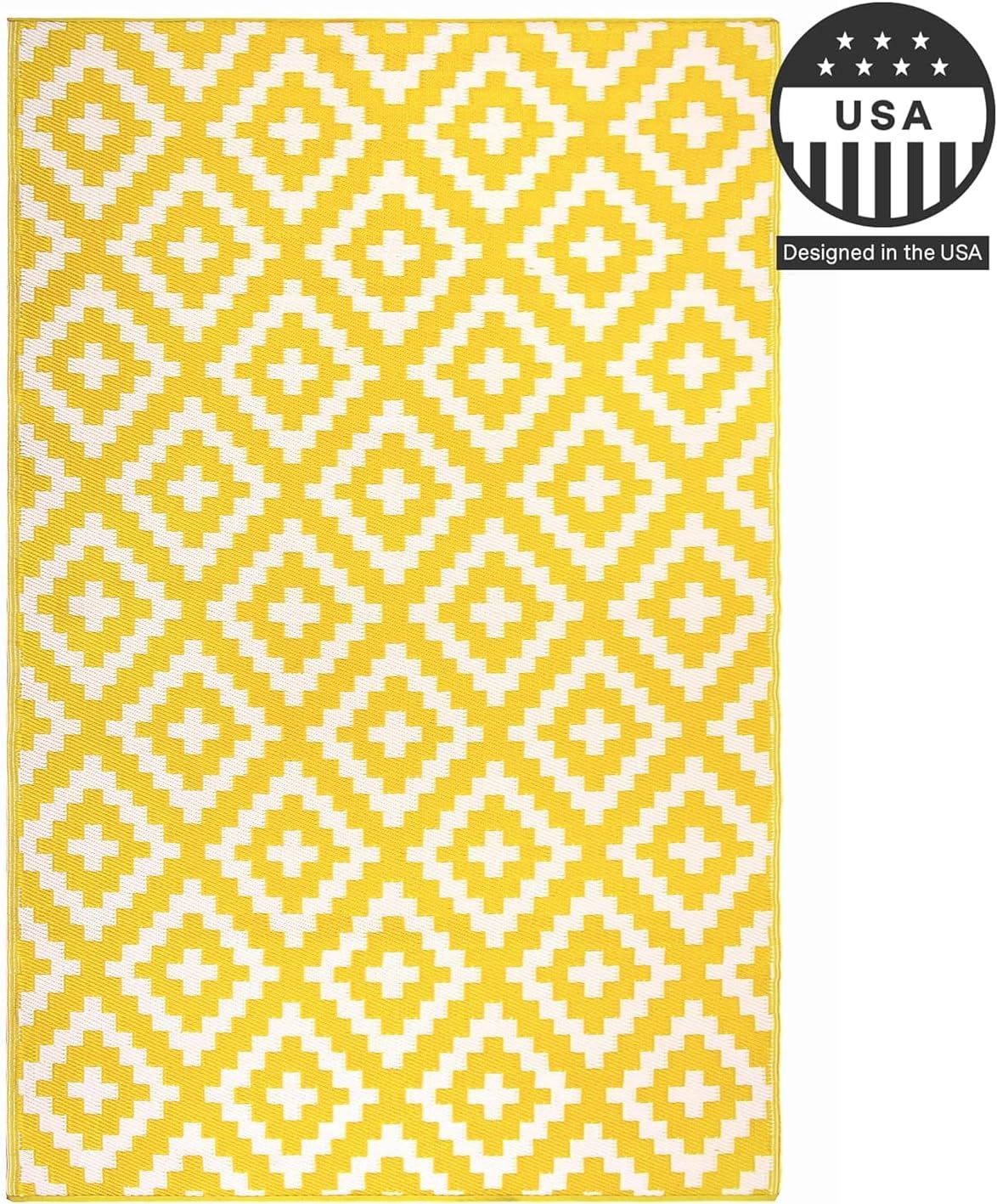 FH Home Outdoor Camping Rug - Waterproof, Fade Resistant, Reversible - Premium Recycled Plastic - Striped - Large Patio, Deck, Sunroom