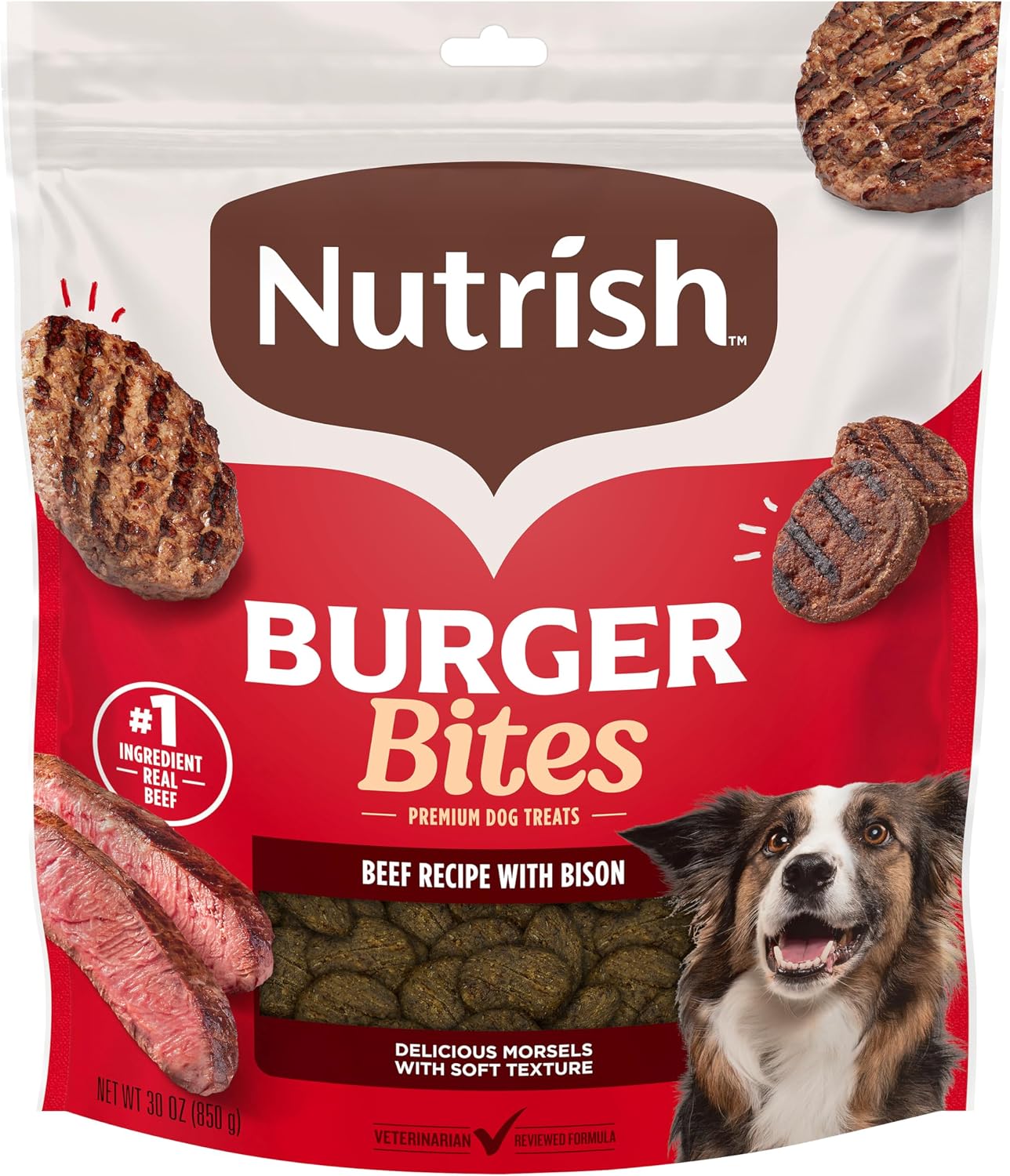 Nutrish Burger Bites Dog Treats, Beef Recipe, 12 oz. Pouch (Rachael Ray)