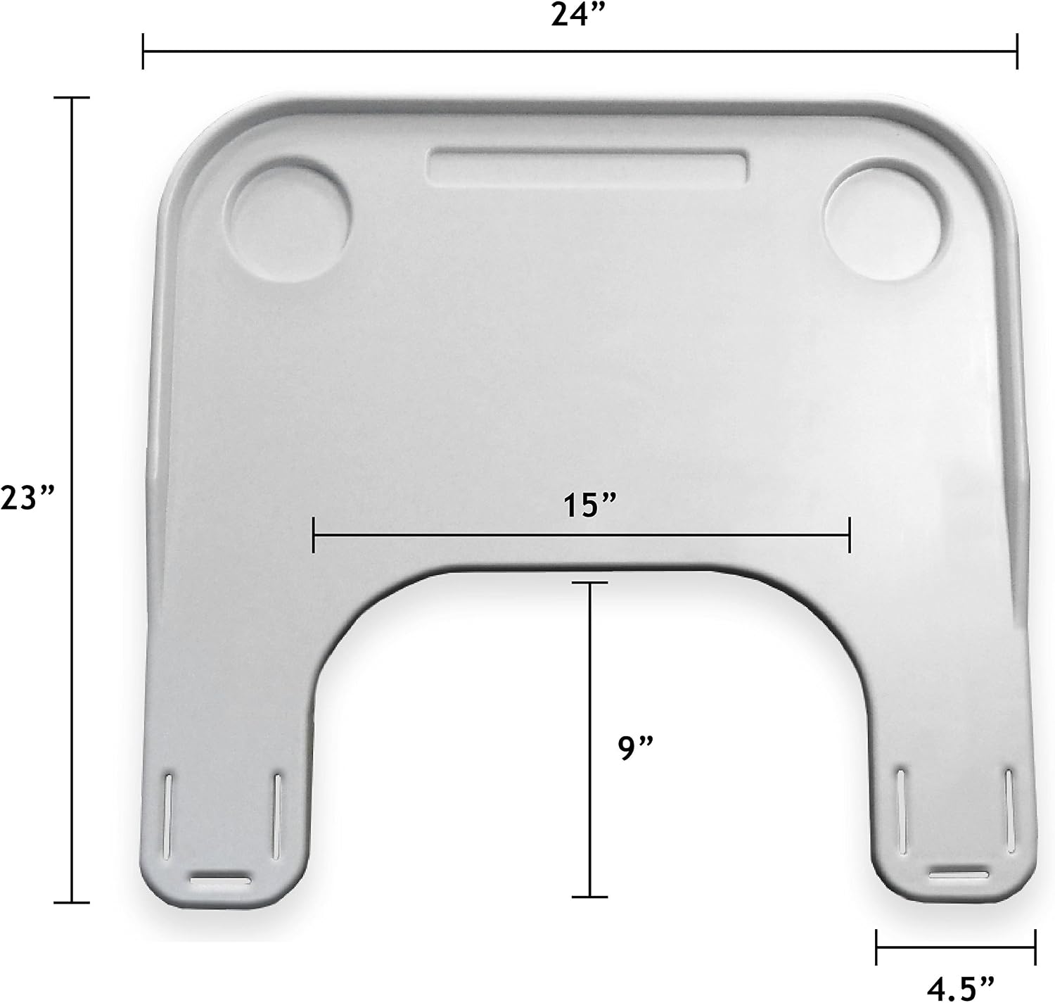 Rehabilitation Advantage Plastic Molded Wheelchair Lap Tray, White, Speckled Gray