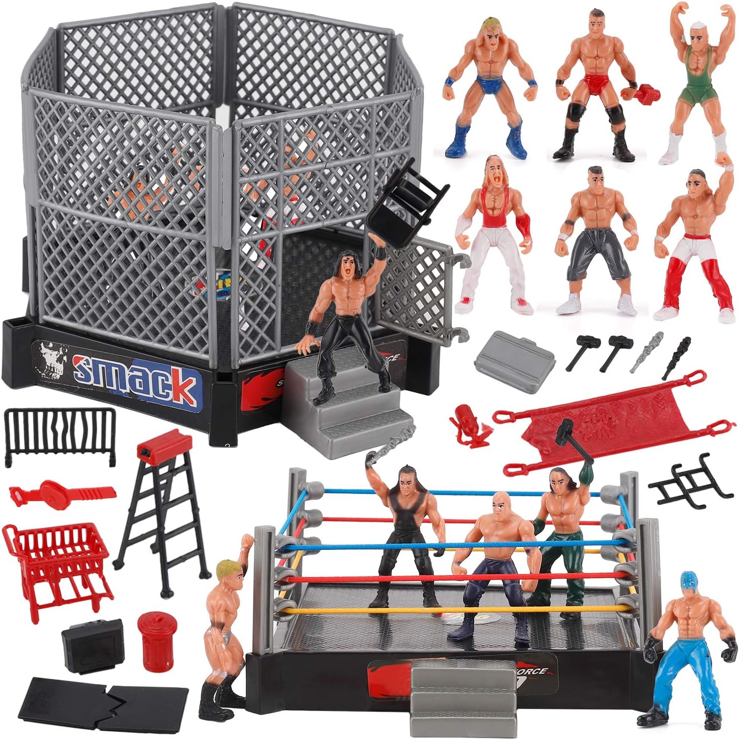 Liberty Imports Ultimate 32-Piece Wrestling Miniature Toys for Kids Pretend Play