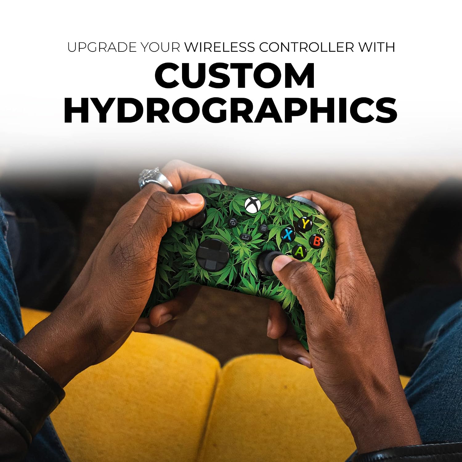 DreamController Green Weed Grass Custom X-box Controller Wireless compatible with X-box One/Series X/S Proudly Customized in USA with Permanent