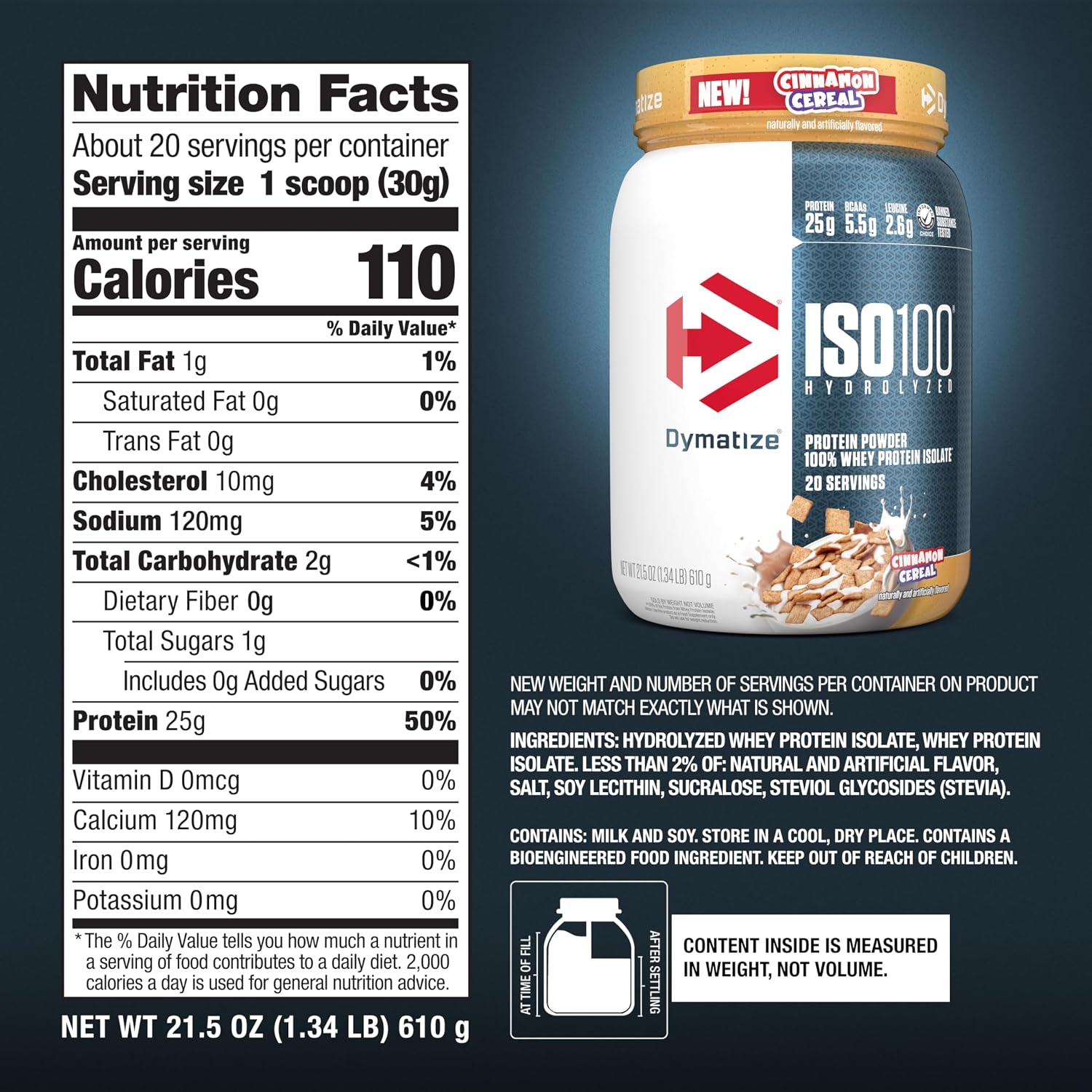 Dymatize ISO100 Protein Powder, 100% Whey Isolate, Gourmet Chocolate | 25g Protein, Hydrolyzed, Fast-Absorbing, Supports Muscle Health, 5.5g BCAAs, Gluten-Free, 76 Servings, 5 lb