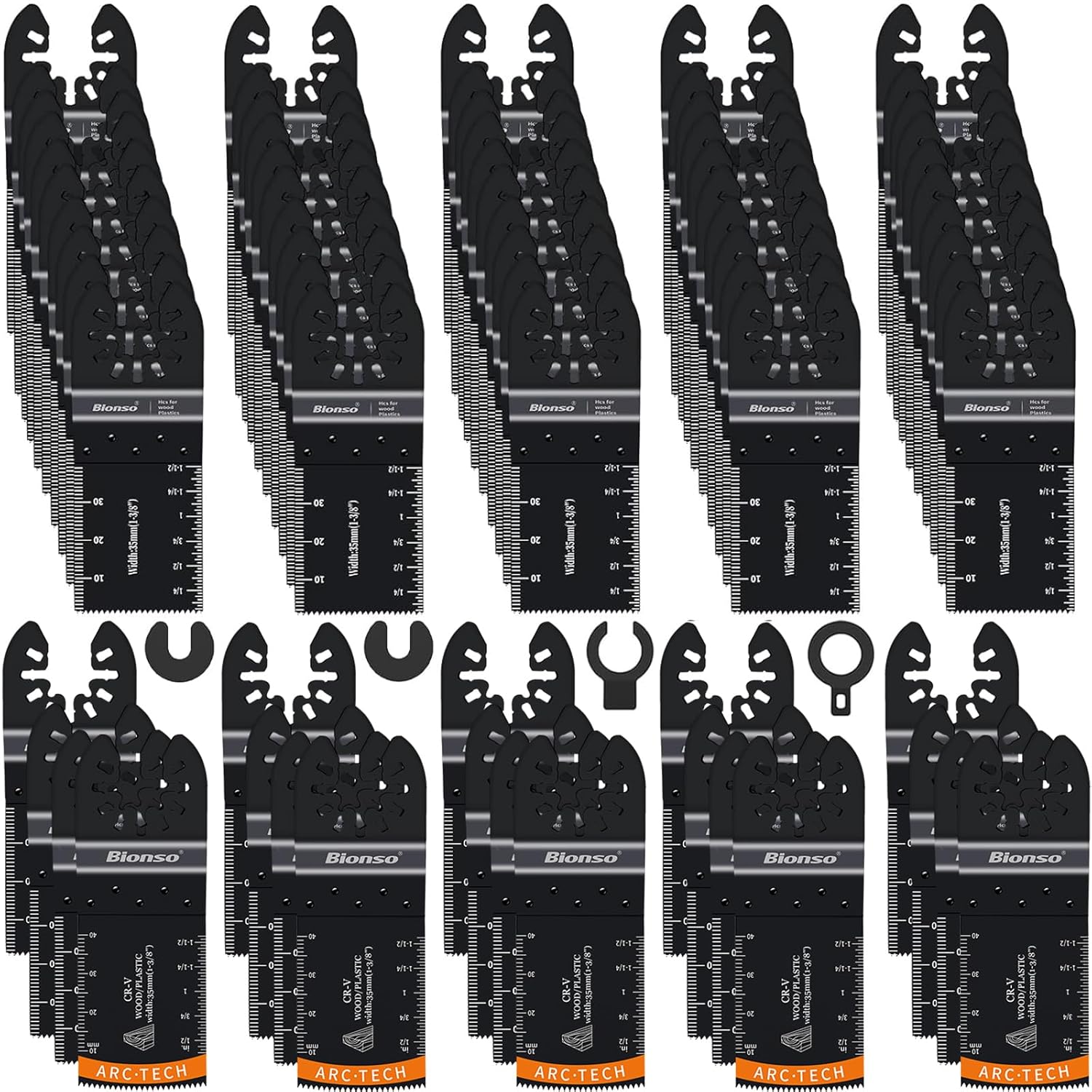 Bionso 40 PCS Oscillating Saw Blades, Premium Multitool Kit for Wood Metal Plastics, Tool Blades Fit Dewalt Worx Rockwell Wen Milwaukee Makita Ryobi Bosch Fein Porter Genesis Black