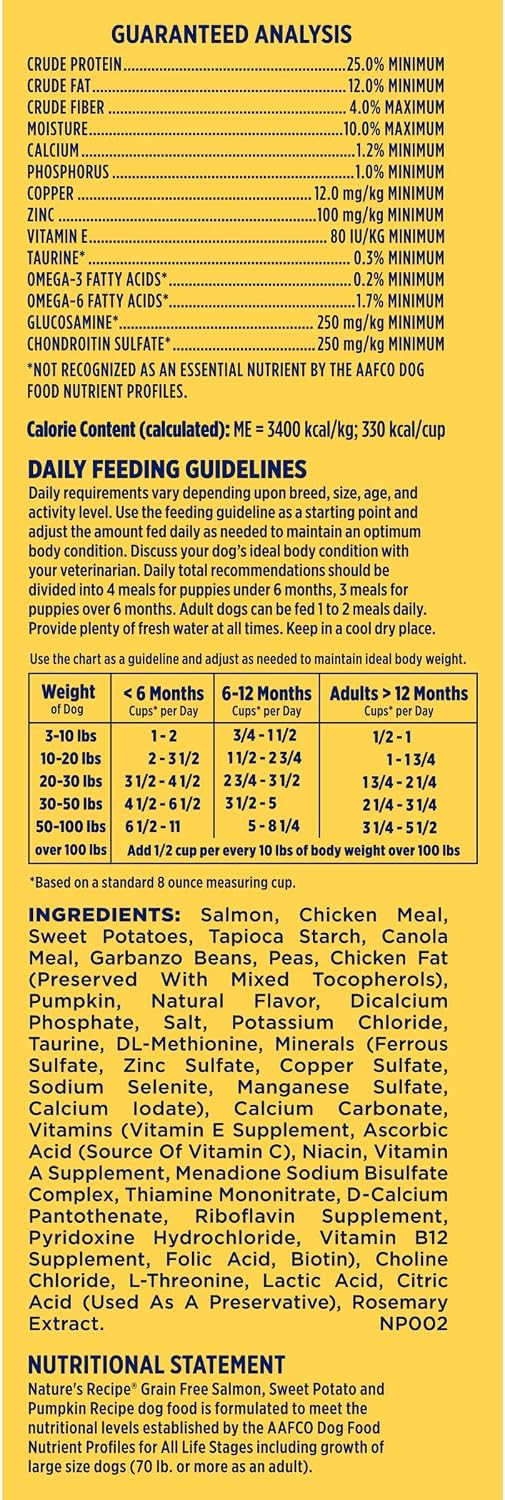 Nature's Recipe Grain Free Salmon Dry Dog Food, 24 lb. Bag | Fiber From Sweet Potatoes & Pumpkin Helps Support Digestion and Immune System Health
