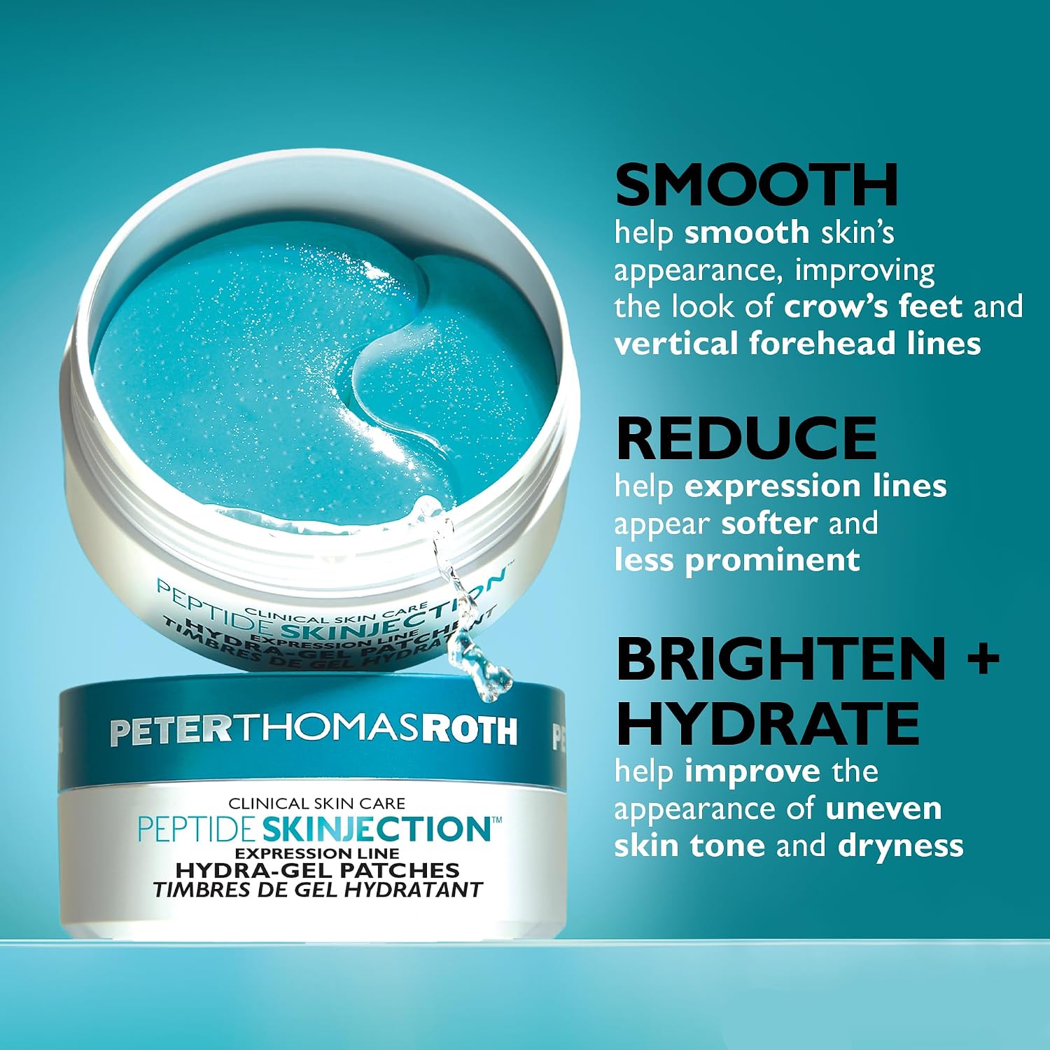 Peter Thomas Roth | Peptide Skinjection™ Expression Line Hydra-Gel Patches | Smoothing Peptide Eye Mask Patches for Fine Lines and Wrinkles
