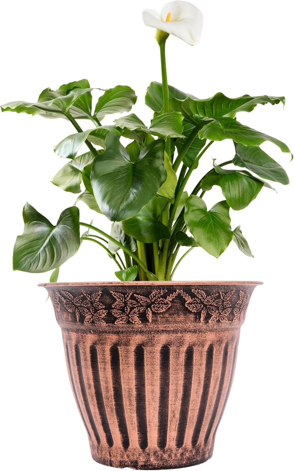 Doric Order Inspired Set of 2 Fancy Plastic Planters 10X8 in Nursery Flowerpot for Indoor Outdoor Garden Patio Office Home Decor Long Lasting