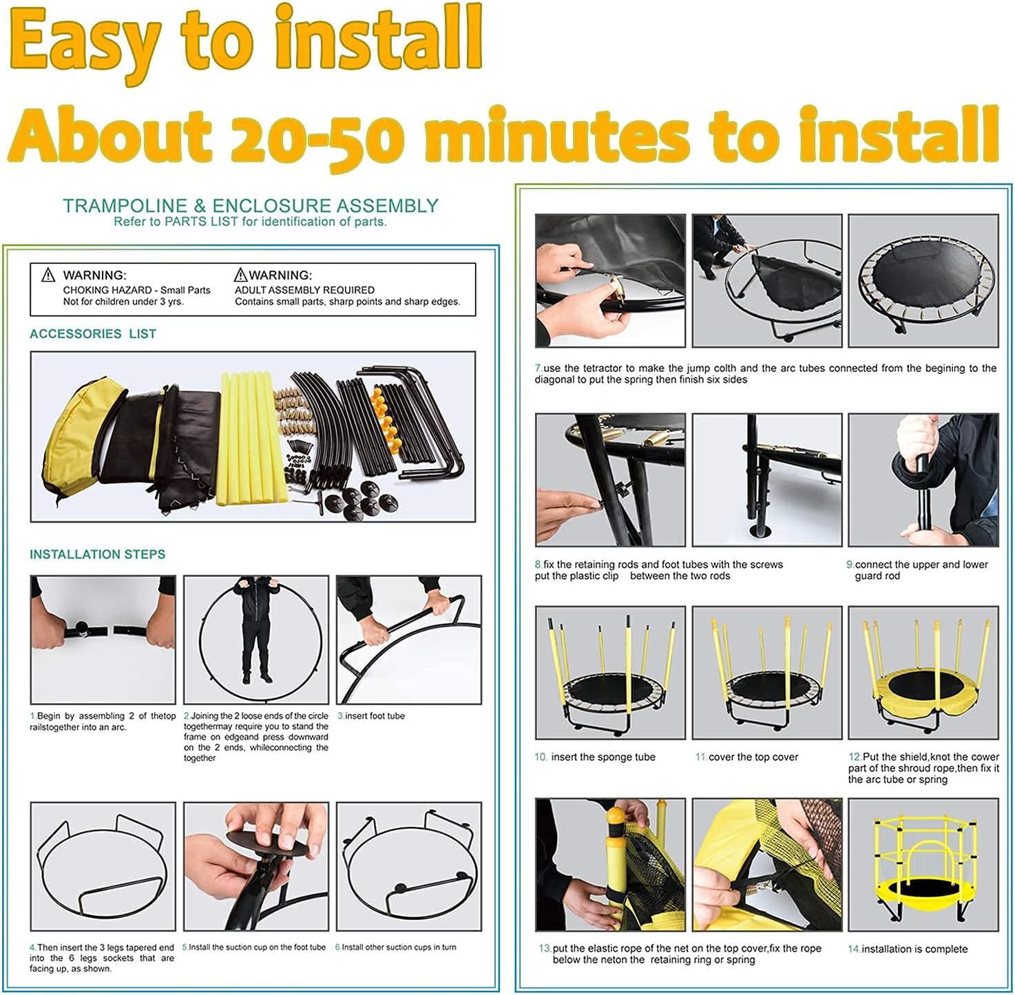 VGMiu 60" Trampoline for Kids, Toddler Trampoline Indoor with Net, Age 3-8