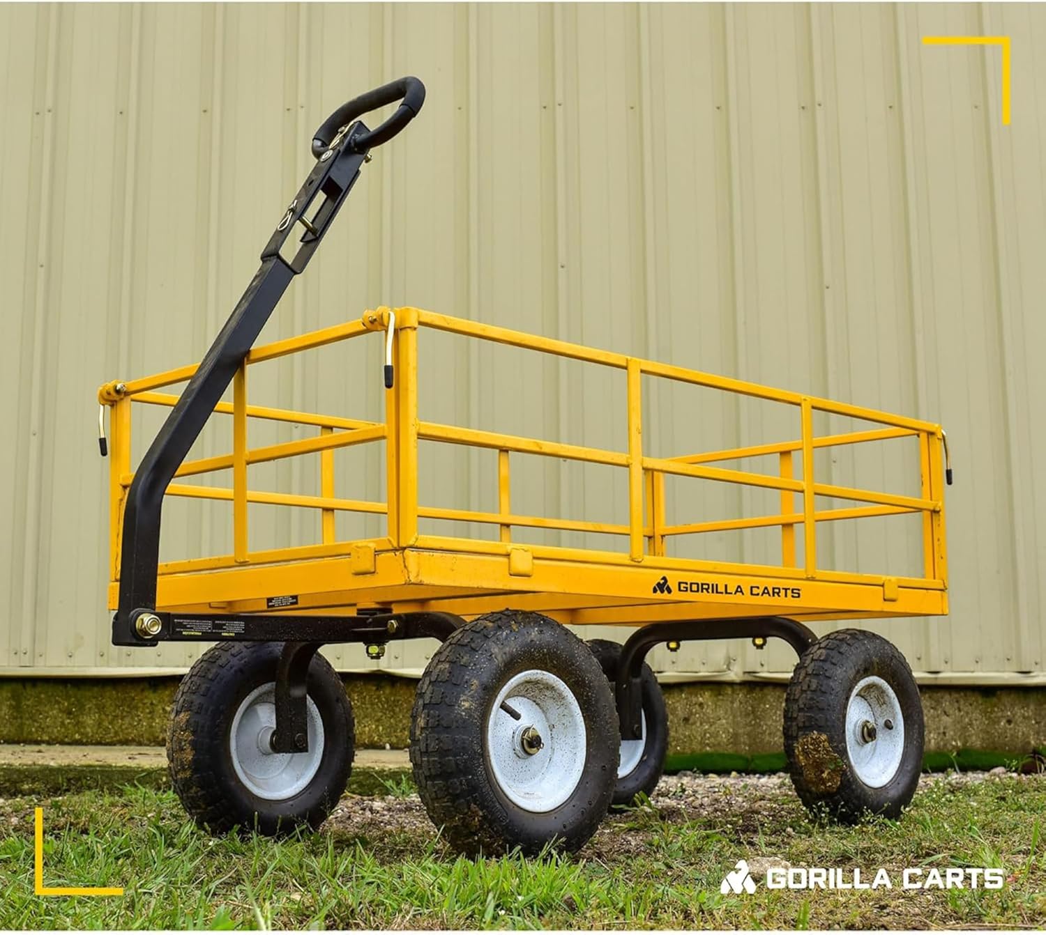 Gorilla Carts 800-Pound Capacity Heavy Duty Steel Mesh Versatile Utility Garden Wagon with Easy Grip Handle for Outdoor Hauling, Red, Model GOR800-COM | 800-lb Capacity Steel Utility Garden Cart for Homeowners and Contractors Hauling Firewood, Bricks and…