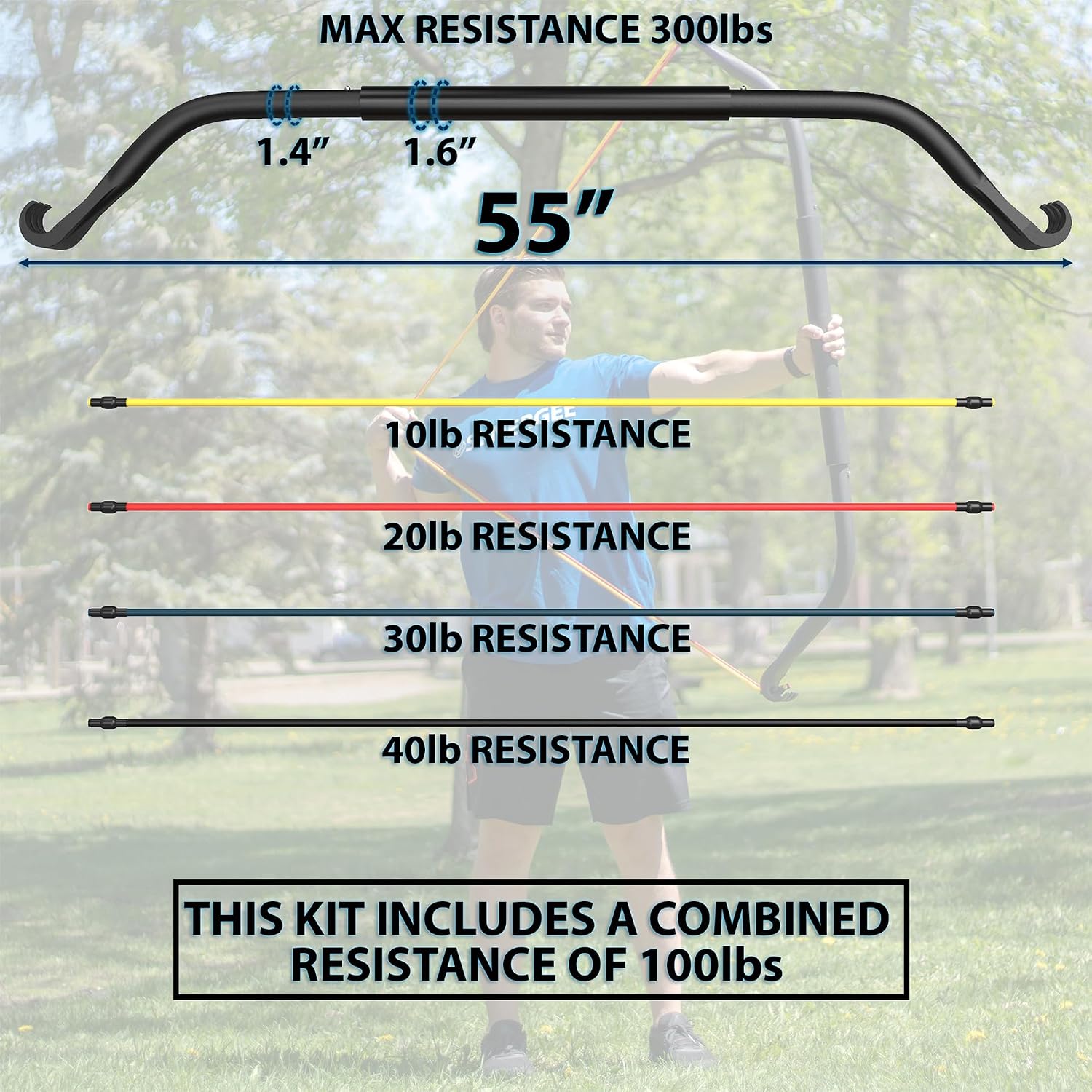 Synergee Resistance Bow – Portable Home Gym Bar and Bands