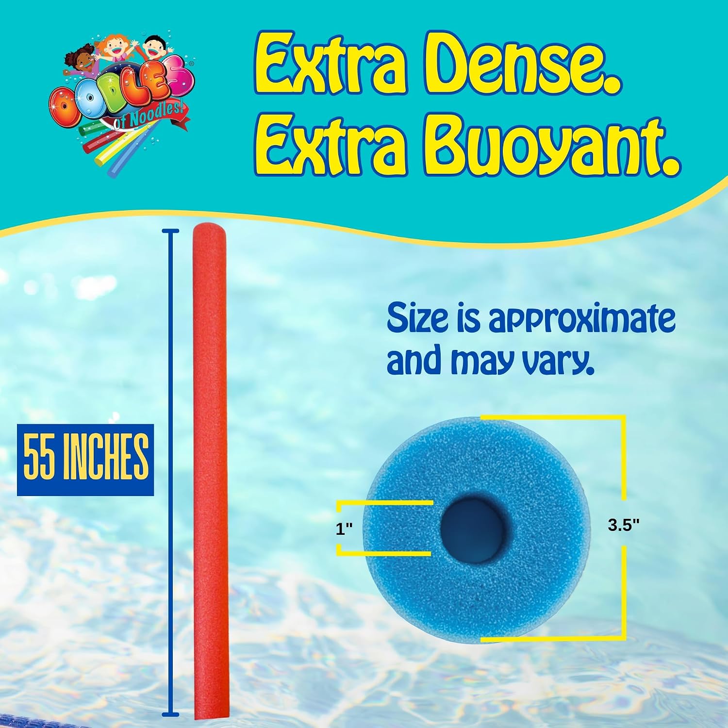 Oodles of Noodles Jumbo XL Pool Swim Noodles - 55" x 3.5" Hollow Core