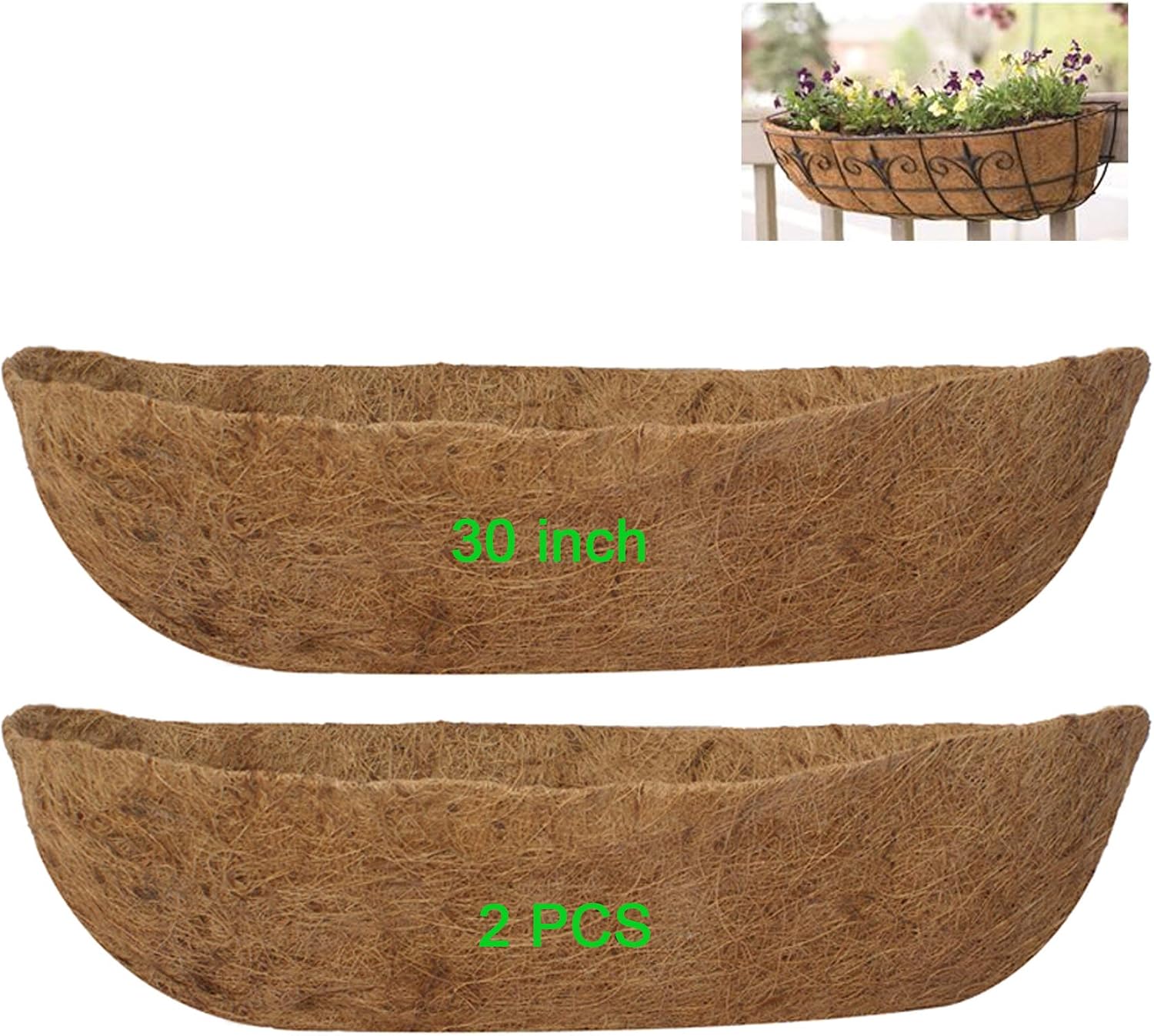 24 Inch Coconut Liners for Planters,Horse Trough Coco Liners for Window Box/Hanging Trough Planter