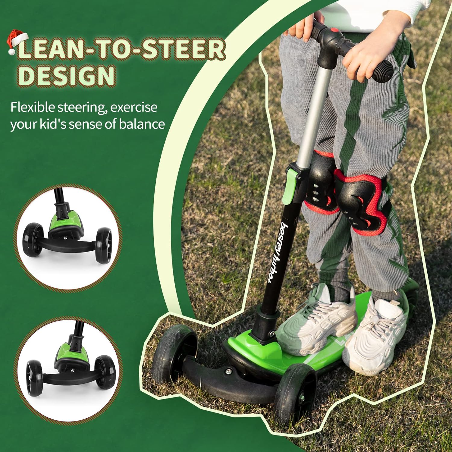 besrey 3 Wheel Scooter for Kids Ages 3-10 with 4 Adjustable Height