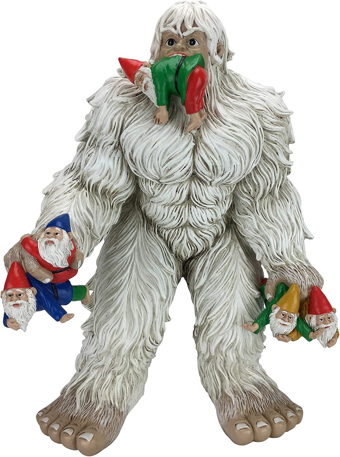 GlitZGlam Large Miniature Yeti and Gnomes for The Fairy Garden. A Large Gnome Figurine (13.25 Inch High) and a Fairy Garden Accessory
