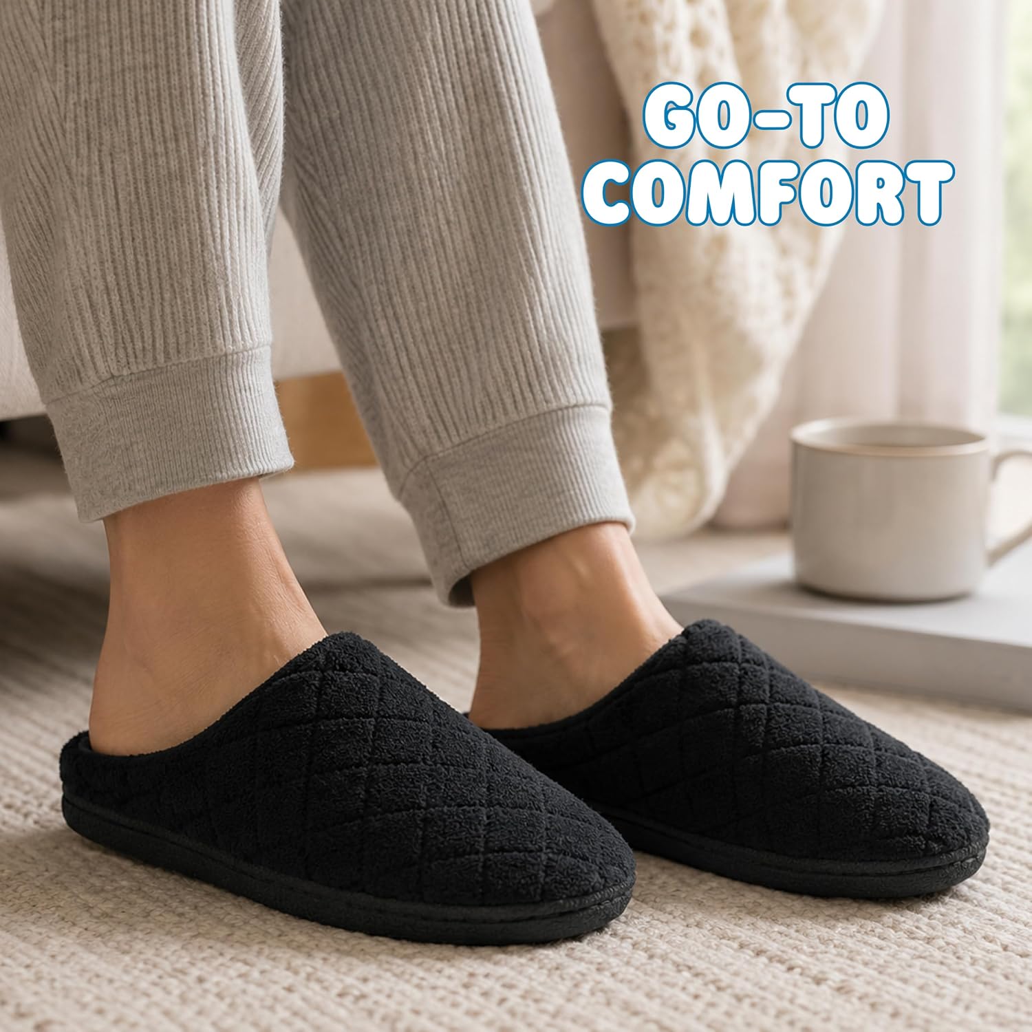 Leslie Terry Clog House Shoes with Memory Foam, Indoor Slippers with Wide Widths