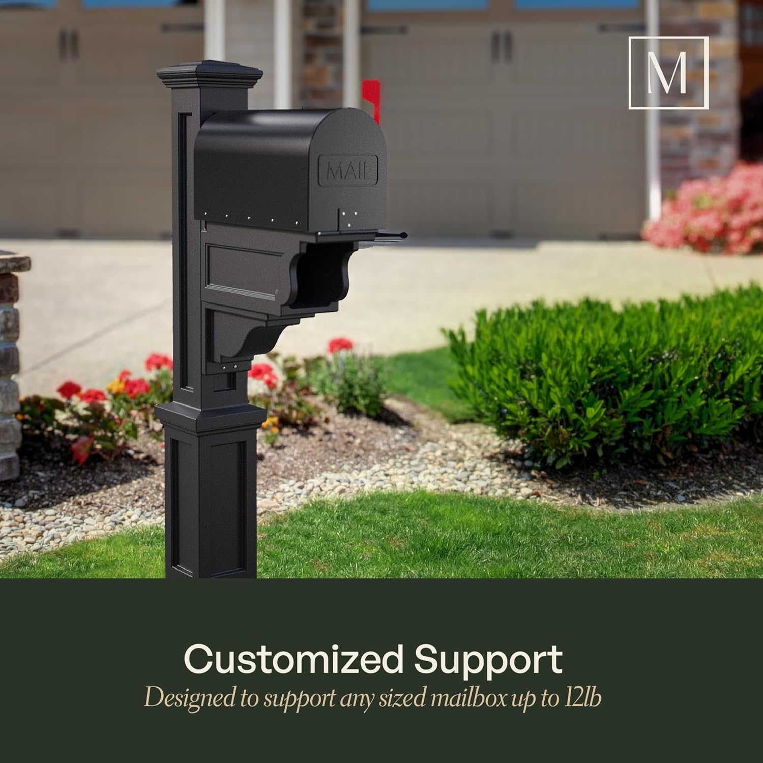 Mayne Dover Decorative Mailbox Post with Newspaper Holder, White | For post-mount mailboxes, Weather & fade resistant, All season, 15-year warranty