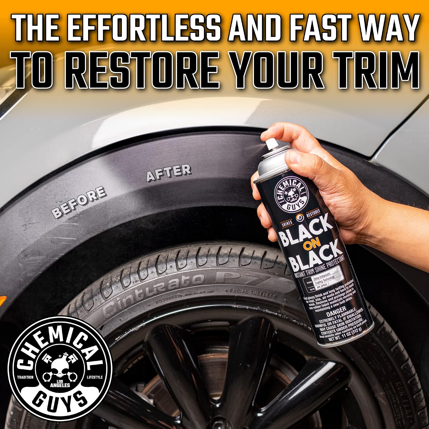 Chemical Guys, Black on Black Instant Exterior Trim Shine Dressing, 11 oz | For cars, trucks, and SUVs, sprayable quick dressing