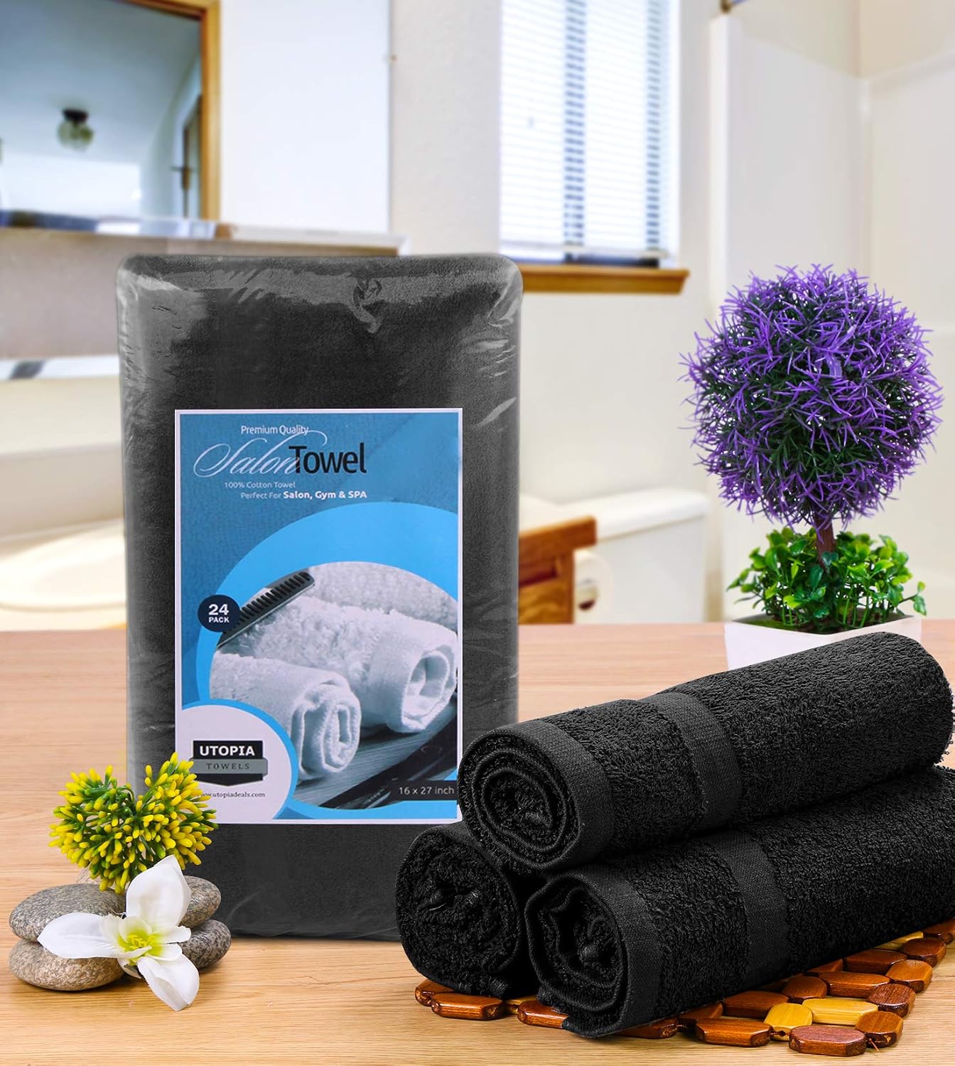Utopia Towels Salon Towels, Pack of 24, 16x27 in, 100% Cotton, White | Highly Absorbent Lightweight Cotton Salon Towels for Hand, Gym & Beauty Care - Soft, Ideal for Spa & Home Hair Care