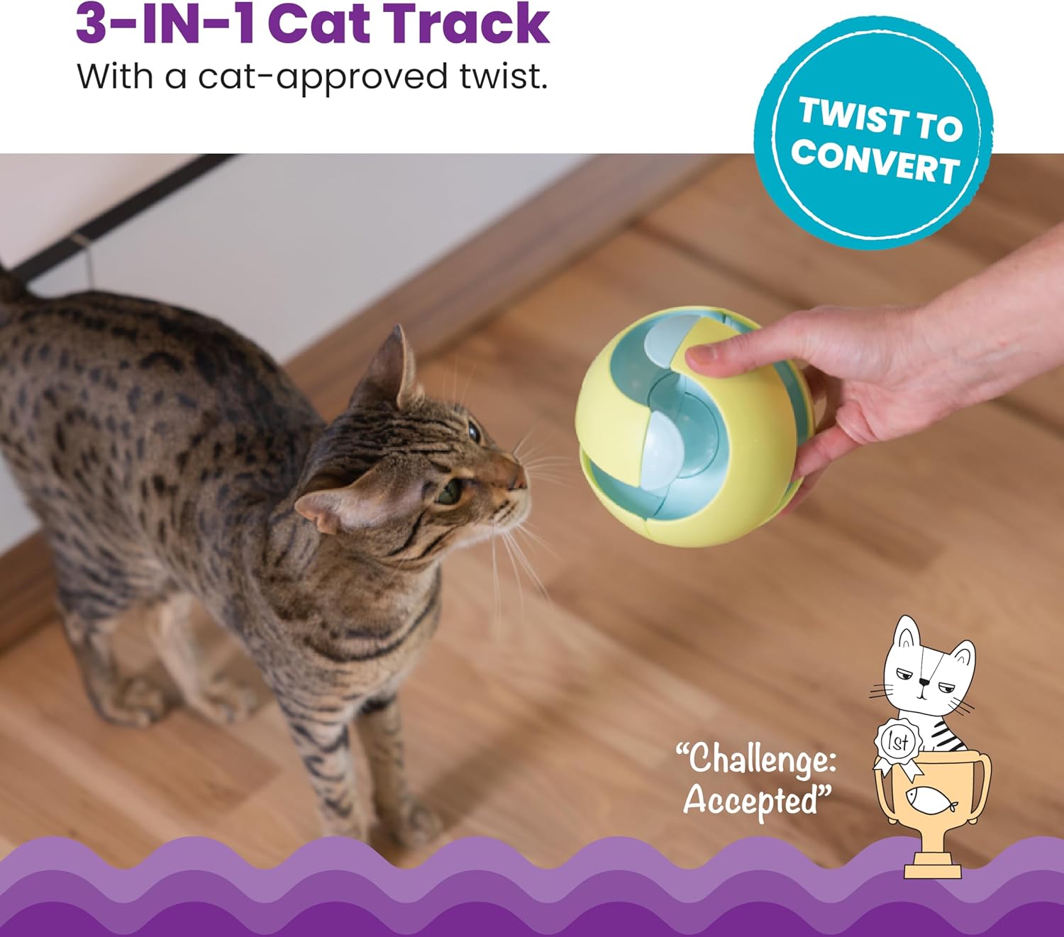 Catstages Tower of Tracks Cat Toy – 3-Level Track Tower with 6 Balls, Interactive Cat Toy for Indoor Enrichment