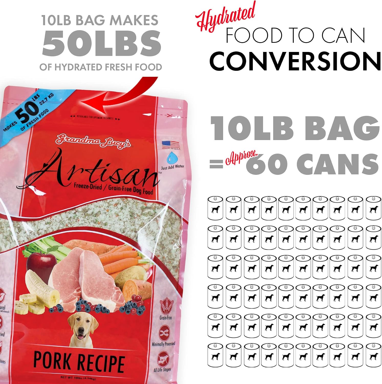 Grandma Lucy's Artisan Dog Food, Grain Free and Freeze-Dried - Artisan Chicken, 10Lb Bag