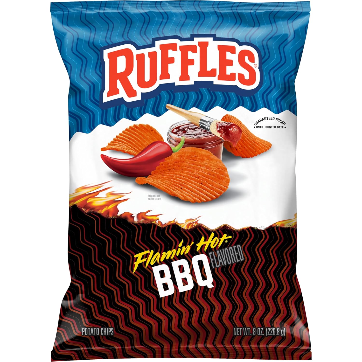Ruffles Potato Chips, Queso, Cheddar Cheese, 8 Ounce