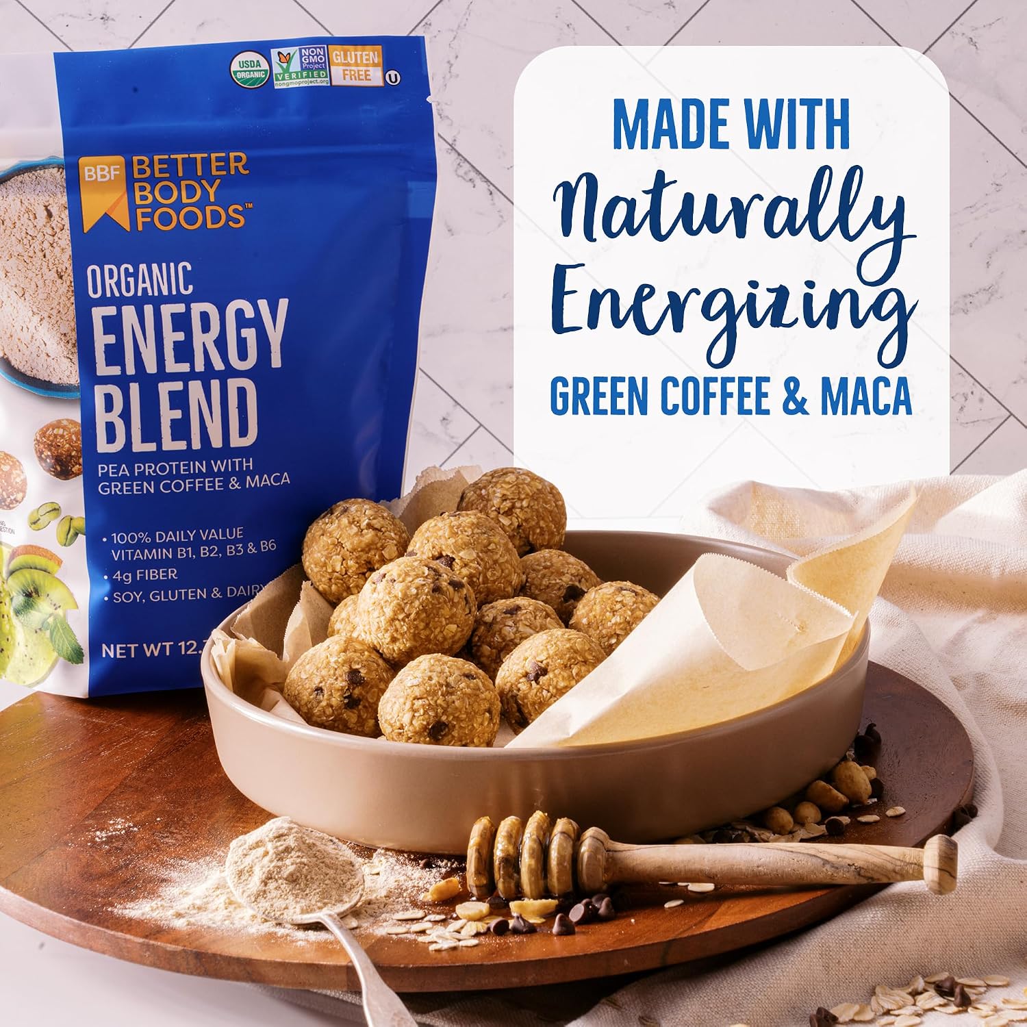 BetterBody Foods Organic Energy Blend Powder 12.7 Oz, Green Coffee & Maca