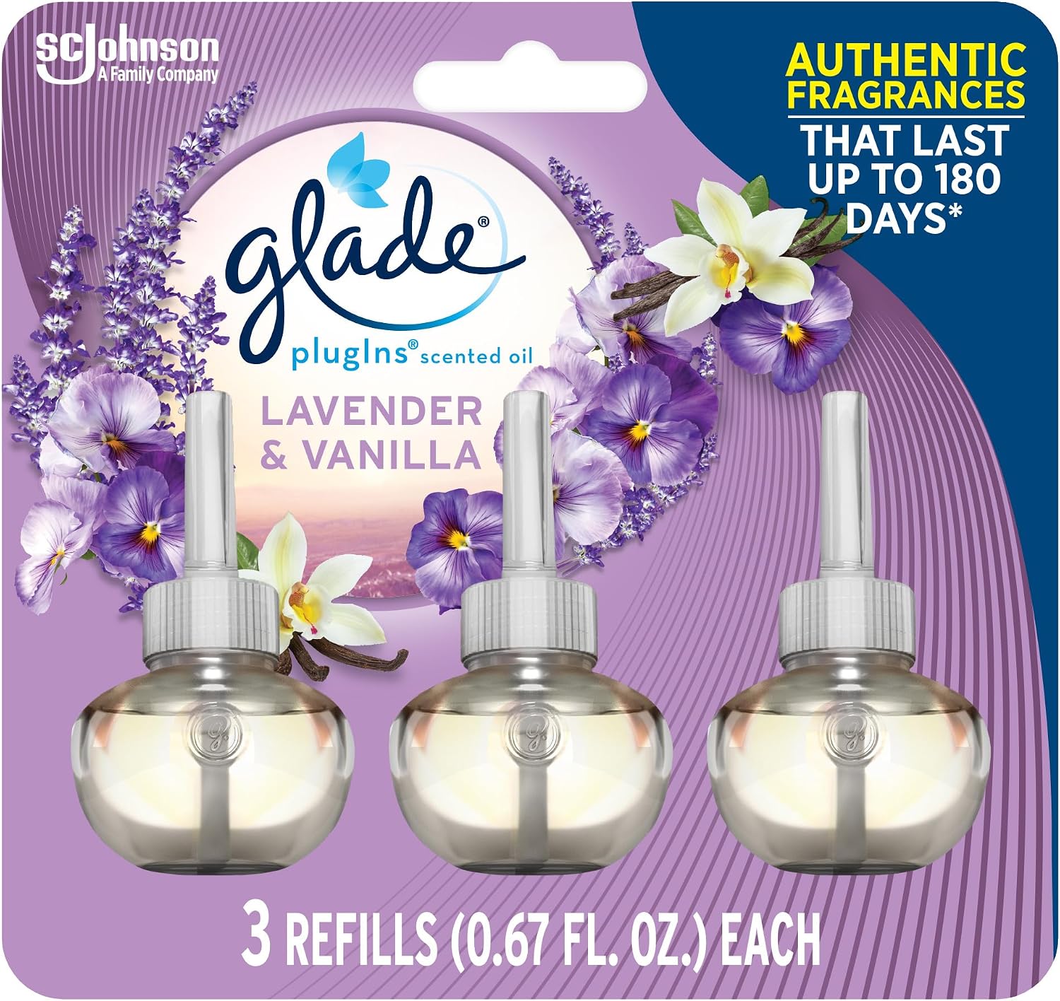 Glade PlugIns Refills Air Freshener, Scented and Essential Oils for Home and Bathroom, Cashmere Woods, 2.01 Fl Oz, 3 Count
