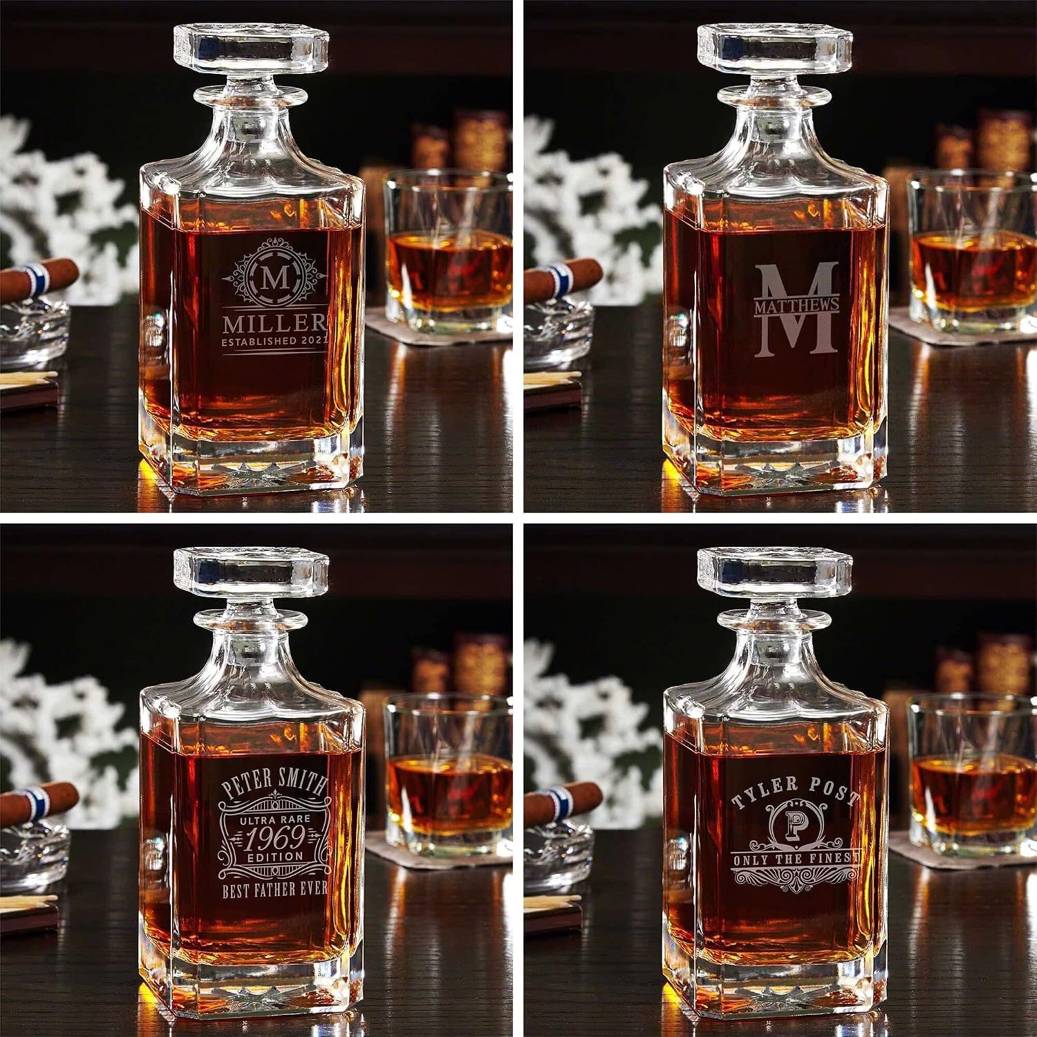 Personalized Whiskey Decanter - Luxury Bourbon & Scotch Decanter for Liquor
