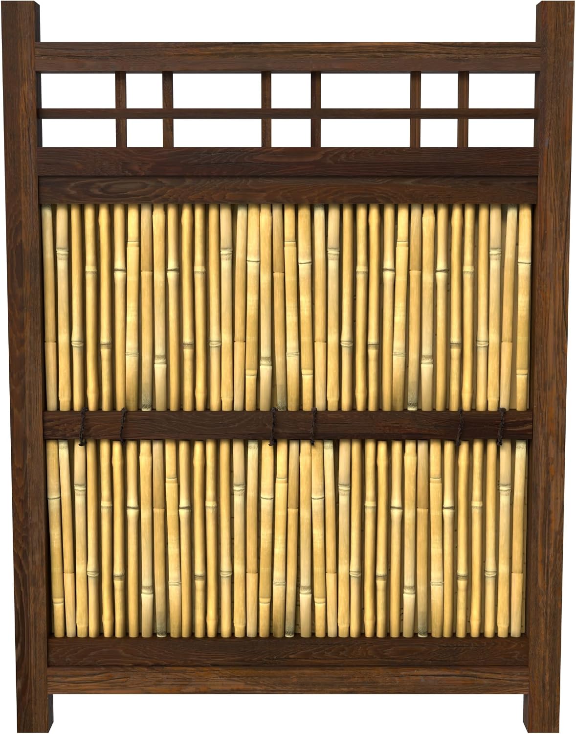 Red Lantern 4 x 1.5 ft. Japanese Bamboo Kumo Fence Panel, 4ft. x 2ft, Brown