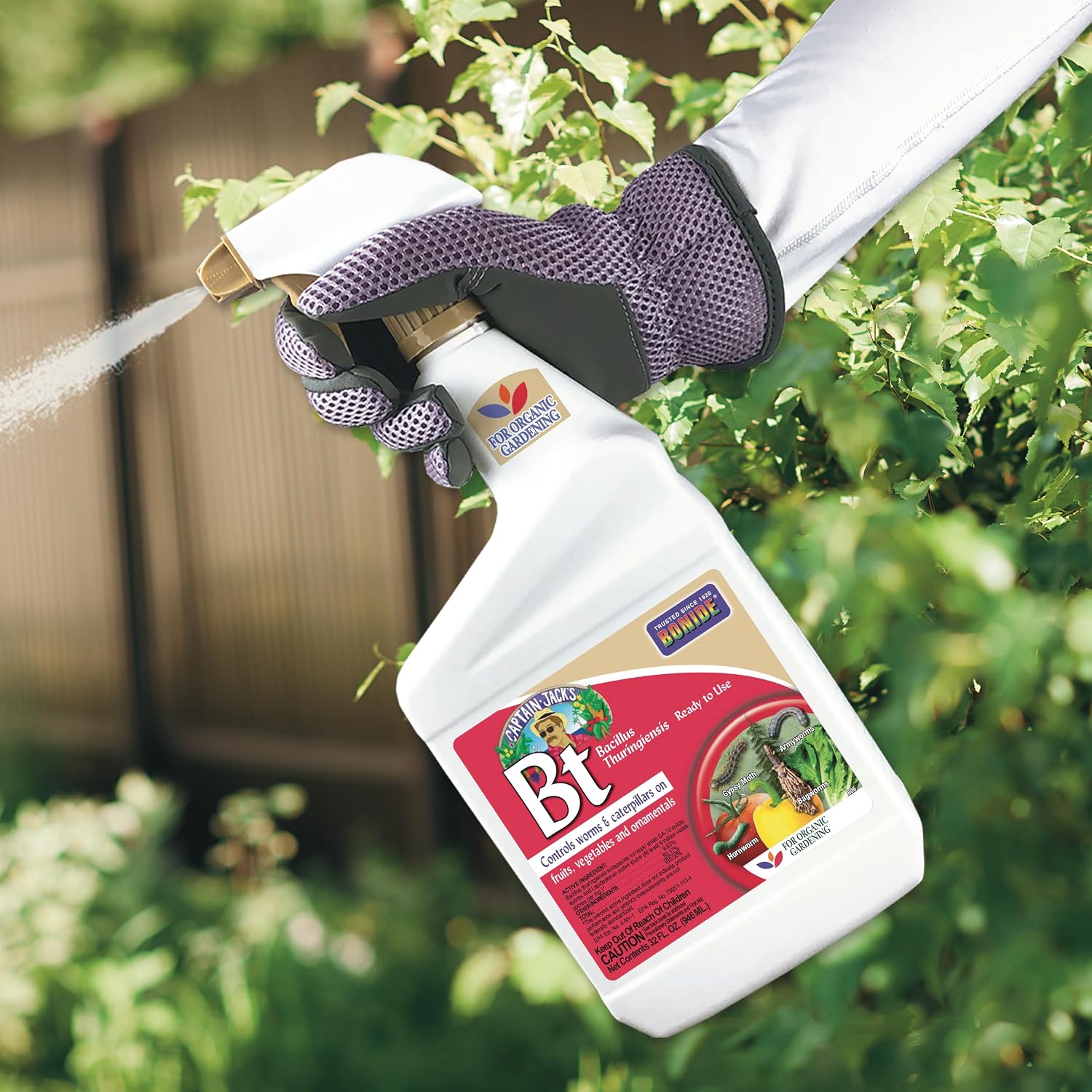Bonide Captain Jack's Bacillus Thuringiensis BT, 32 oz | Ready-to-Use Spray, Worm & Caterpillar Control, For Organic Gardening
