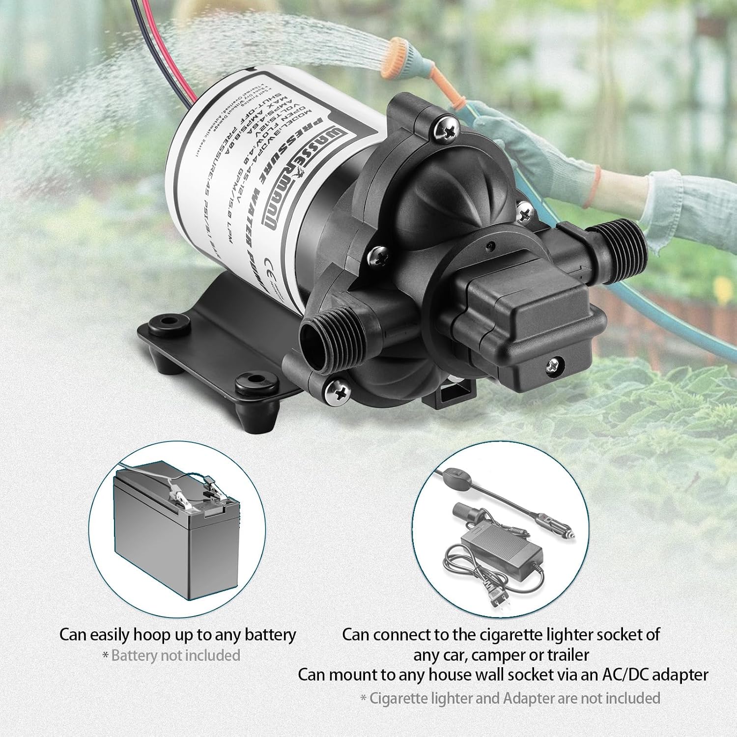 RV Water Pumps 115V AC Pressure Pump with Pressure Switch, Self-priming Water Pump 4.0GPM 45PSI, Fresh Water Pump for RV, Kitchen Barthroom Camping Marine Yacht Garden Diaphragm Pump115volt