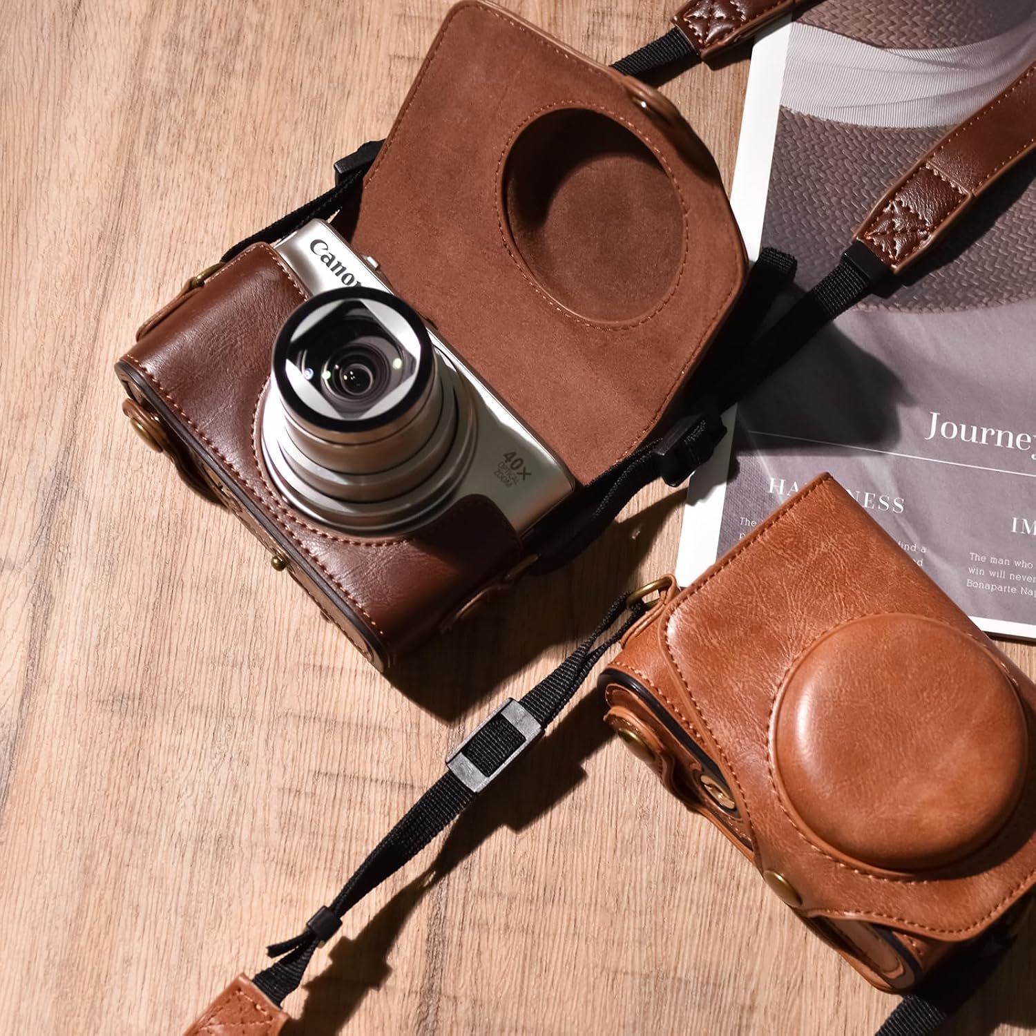 kinokoo Case for Canon PowerShot SX720 HS/SX730 HS/SX740 HS Digital Camera - PU Leather SX740 HS Protective Case Easy Carrying Bag with Adjustable Shoulder Strap - Brown