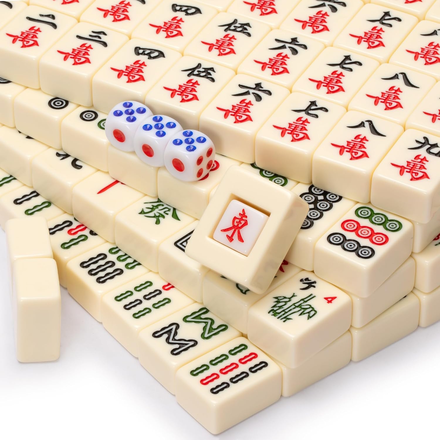 Yellow Mountain Imports Chinese Mahjong Set – Rouge Heritage – 146 Medium Tiles, Professional Set for Chinese-Style Play [中式麻將 專業套裝]