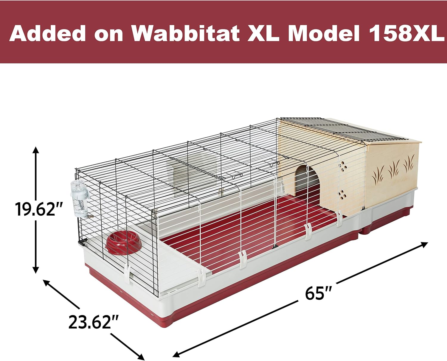 MidWest Homes for Pets 158 Wabbitat Deluxe Rabbit Home, Rabbit Cage, 39.5 L x 23.75 W x 19.75 H Inch, Maroon/White