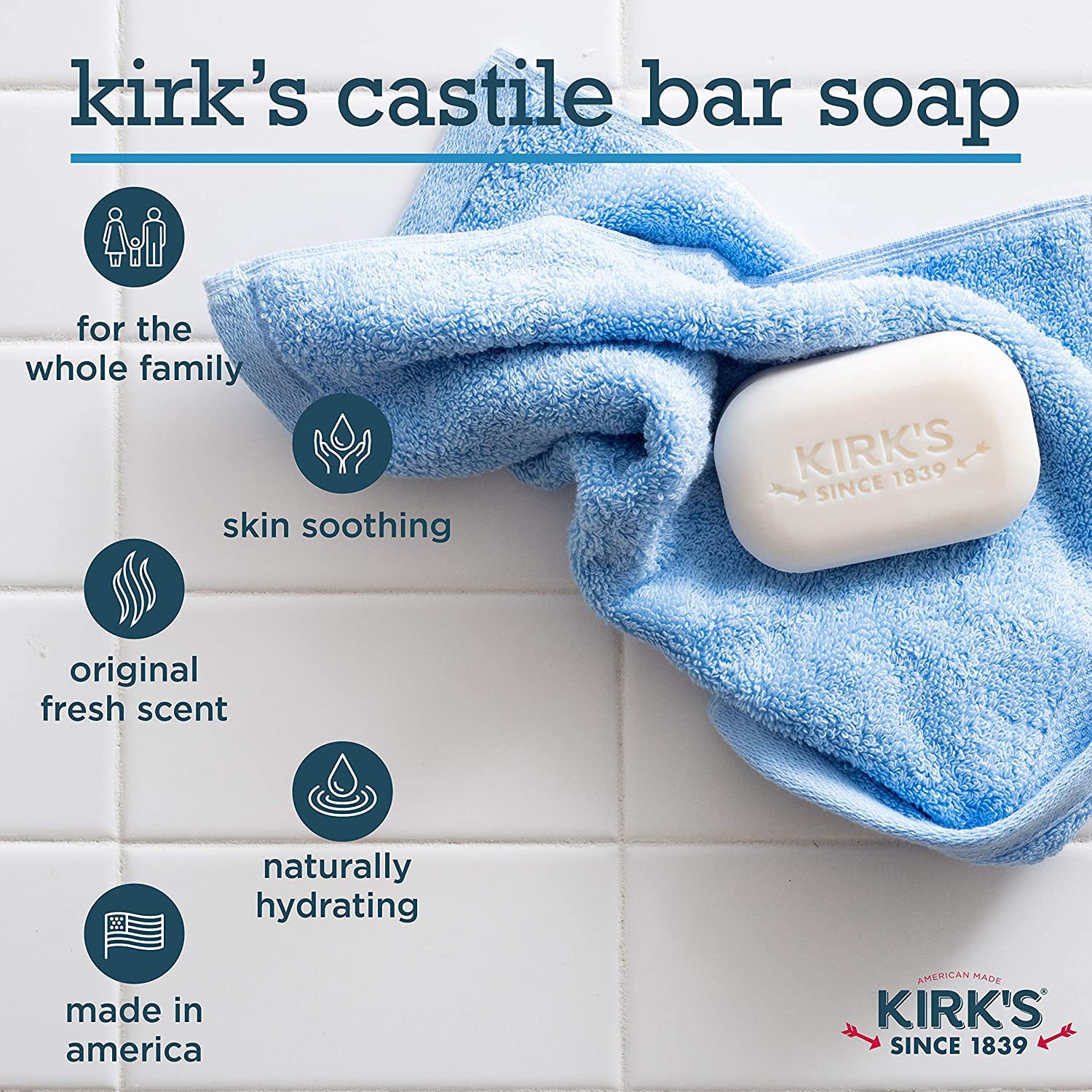 Kirk, Coco Castile Soap, 3 Count