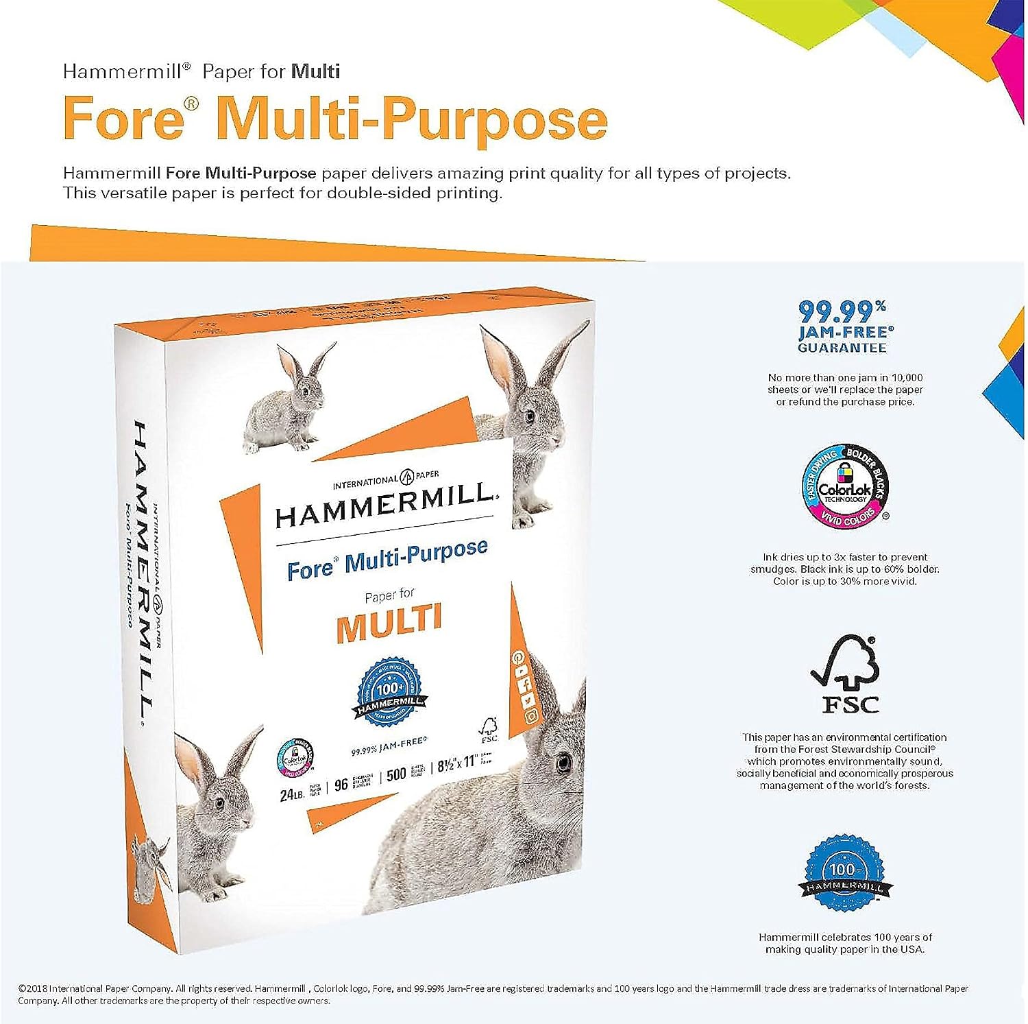 Hammermill Printer Paper, Fore Multipurpose 24 lb Copy Paper, 8.5 x 11 - 1 Ream (500 Sheets) - 96 Bright, Made in the USA