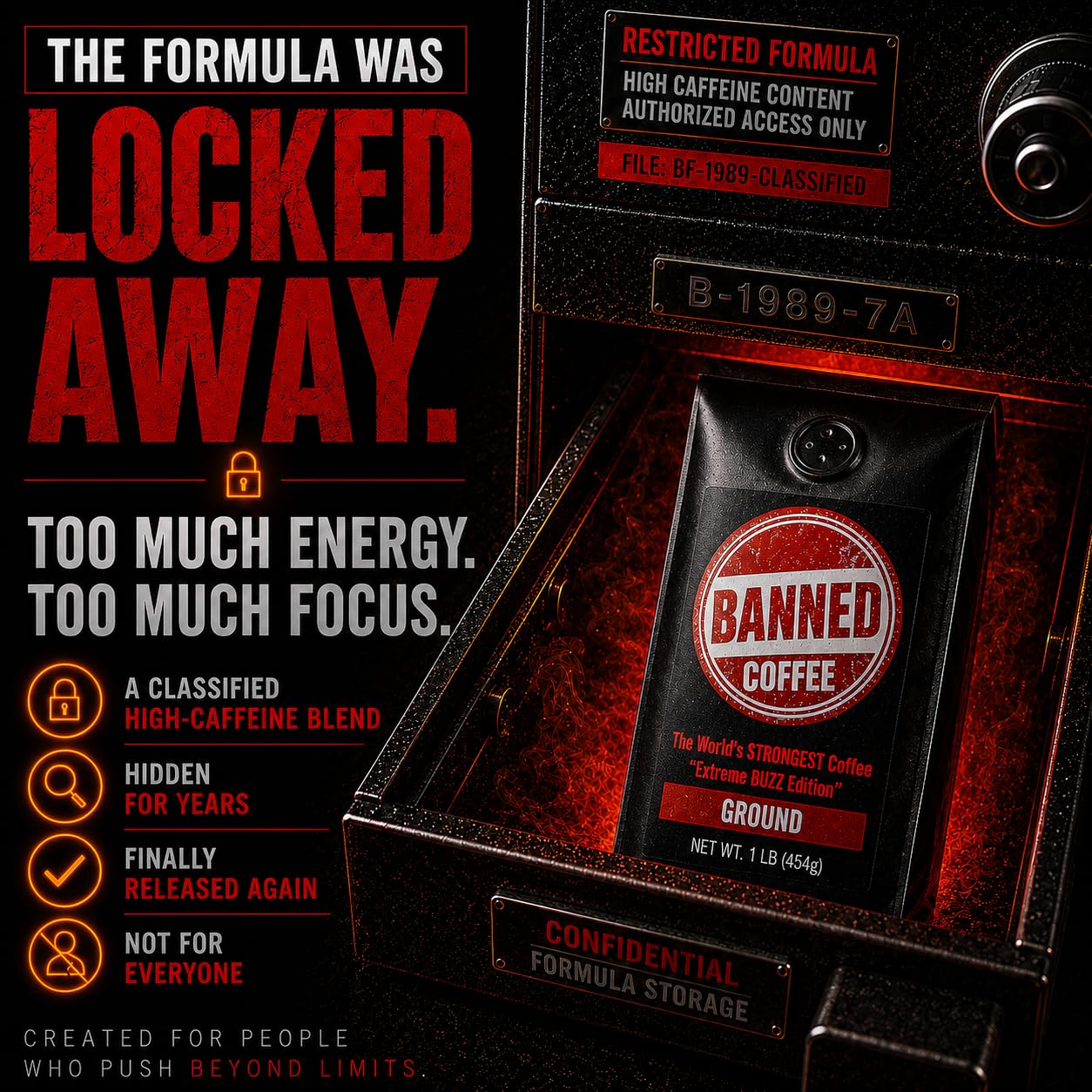 Ground Coffee | Strong Coffee | High Caffeine Coffee | Dark Roast | 16 oz | Extreme Energy. Clear Focus. Bold Flavor. Crafted for maximum