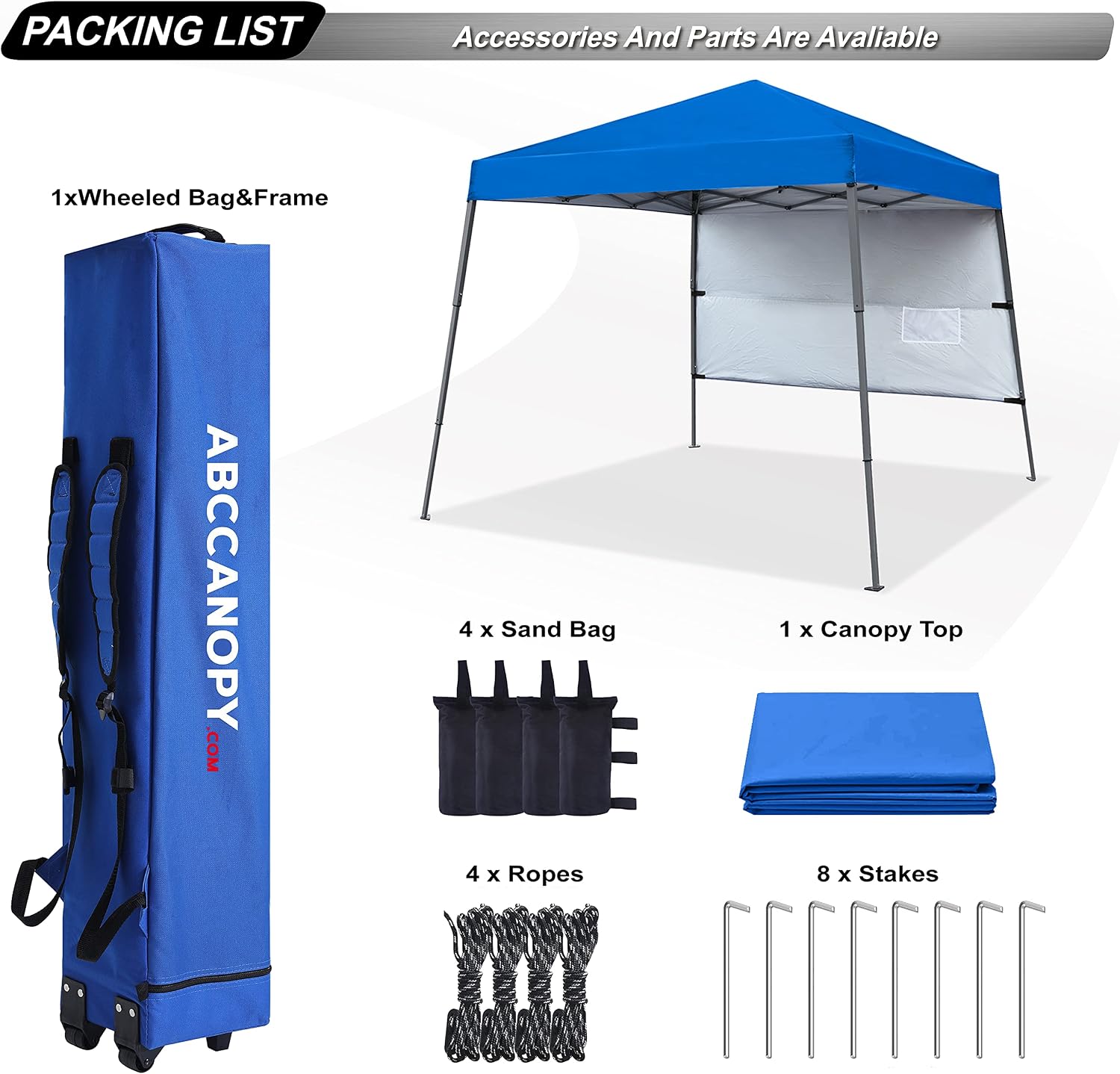 ABCCANOPY Outdoor Pop Up Canopy 10x10 Beach Camping Canopy with 1 Sun Wall, Bonus Backpack Bag, Stakes and Ropes, Sky Blue | Backpack Carry Bag, Stakes & Guy Ropes Included, Easy Setup; For Beach, Camping, Backyard