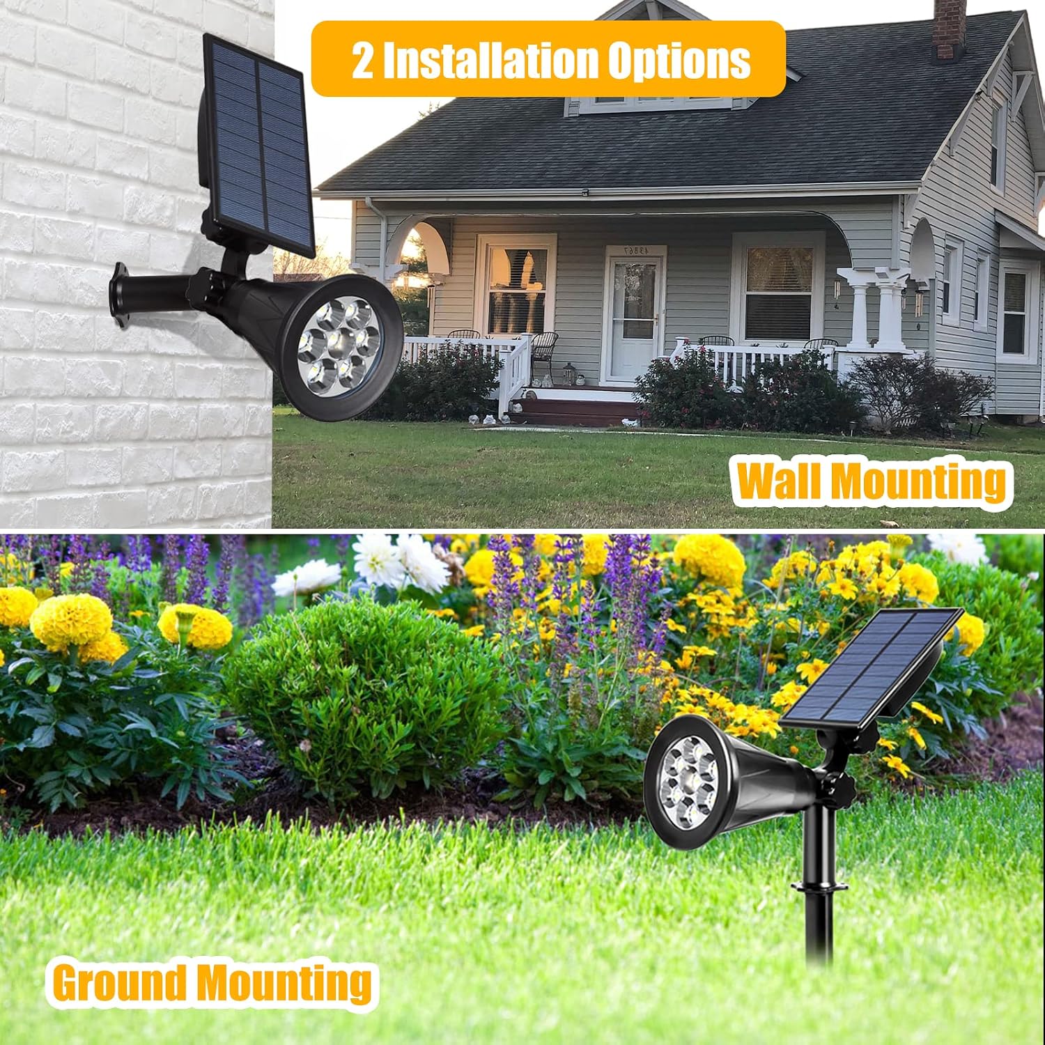 T-SUN Color Changing Solar Spot Lights Outdoor Waterproof, 7 LEDs, 2 Pack | 7 Color Changing Modes, IP65 Waterproof Dusk to Dawn Solar Uplights for Tree, Patio, Yard, Garden, Driveway, Pool Area