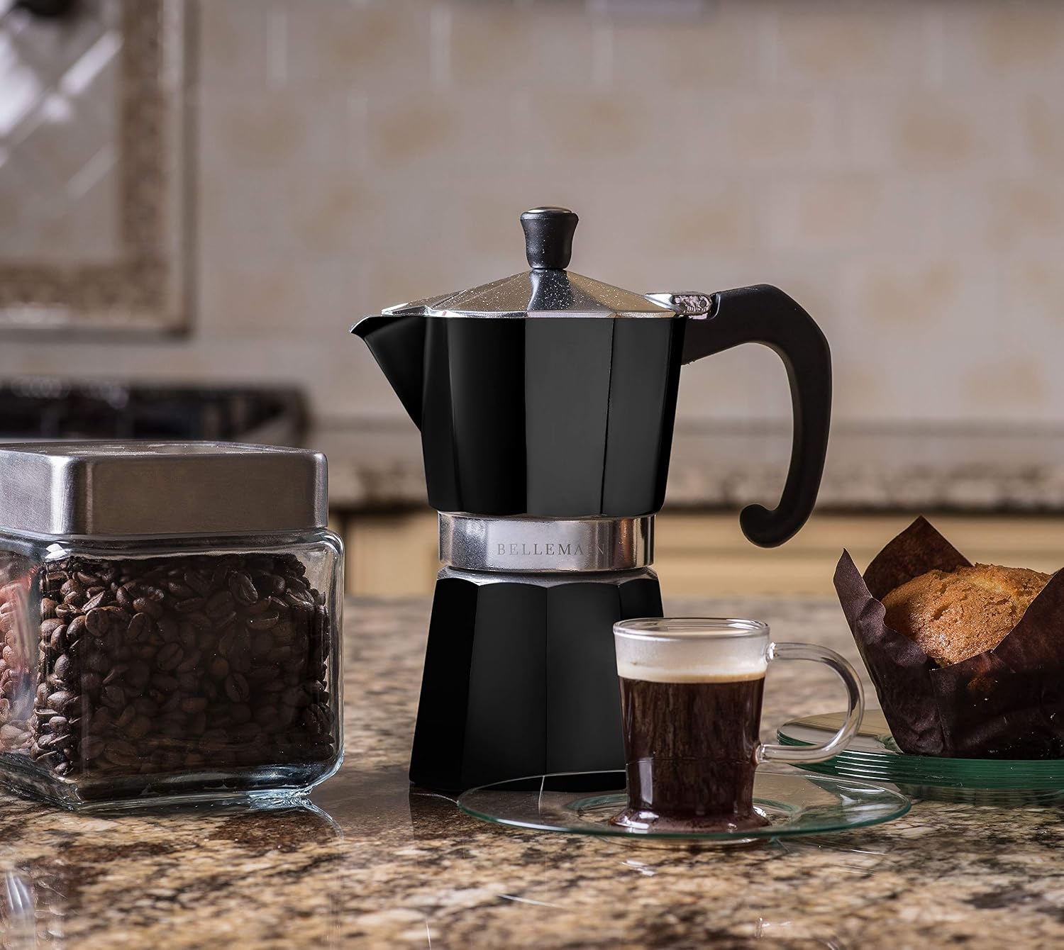 Bellemain Stovetop Espresso Maker, Italian Moka Pot, 6-Cup Silver | Classic aluminum design brews rich espresso at home or camping, with an easy-to-use and easy-to-clean design.